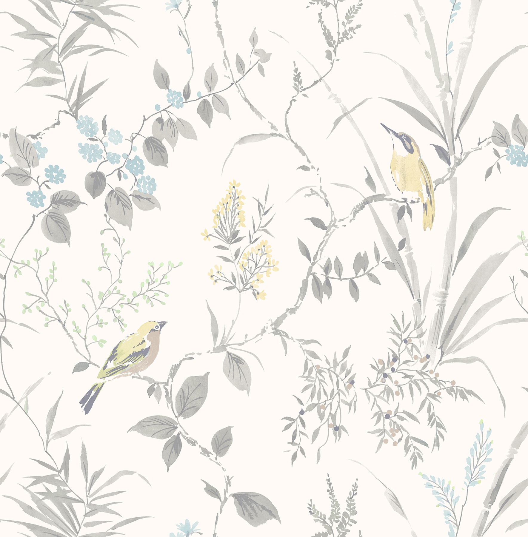 Brewster 2904-24172 Fresh Start Kitchen and Bath 56.4-Sq. Feet Light Grey Non-woven Ivy/Vines Unpasted Wallpaper
