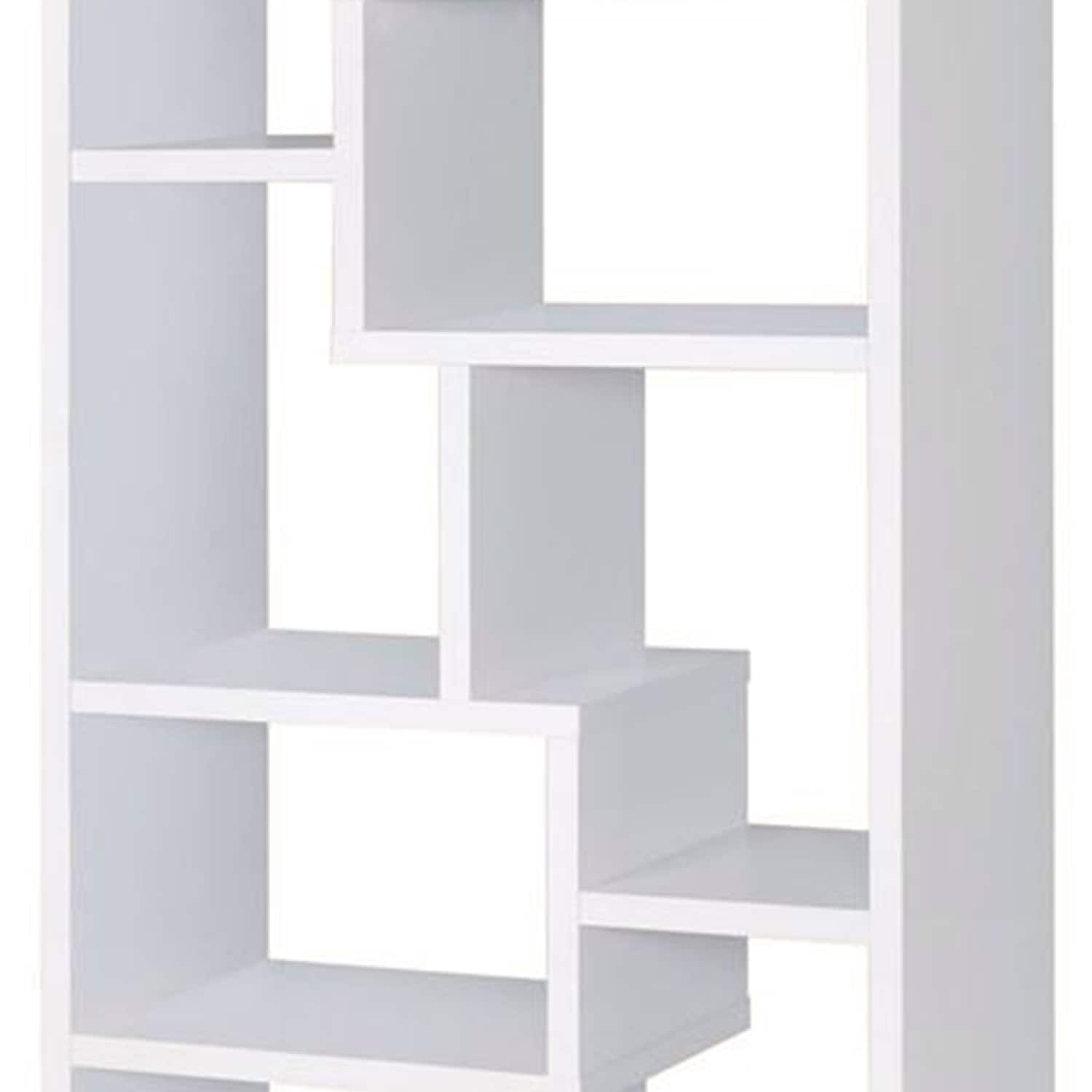 Interlocking Cubes White Wooden Rectangular Bookcase