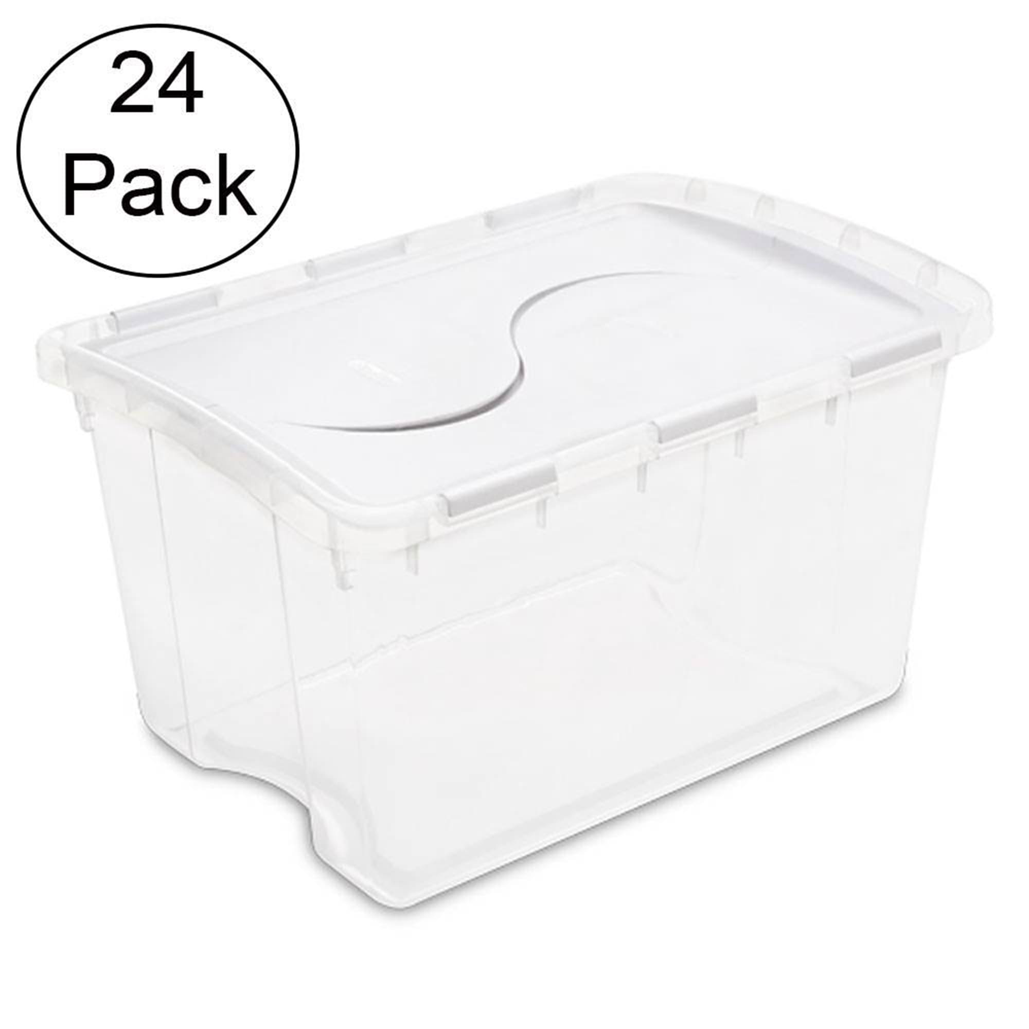 Homz Products Medium 12-Gallons (48-Quart) Red/Clear Heavy Duty Tote with  Standard Snap Lid at