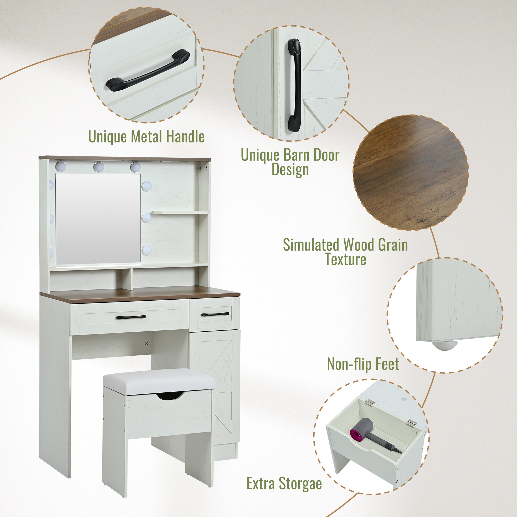 ModernLuxe N704P210506K Bedroom-Vanities - View #3