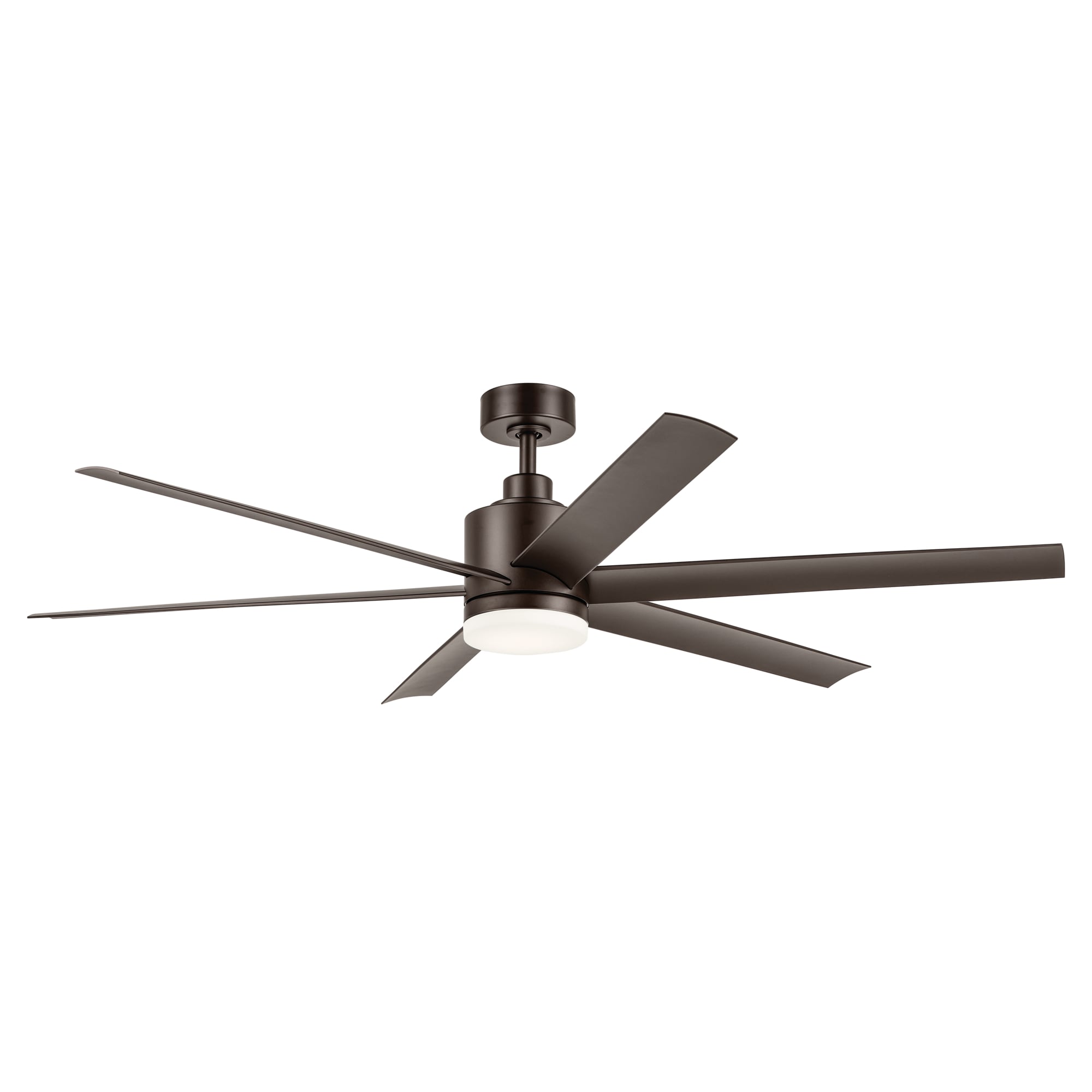 Kichler 310765SNB Loa 65-in Color-Changing Integrated LED Outdoor Satin Natural Bronze with Satin Natural Bronze Blades Ceiling Fan With Light - Remote Included ( 6 -Blade )