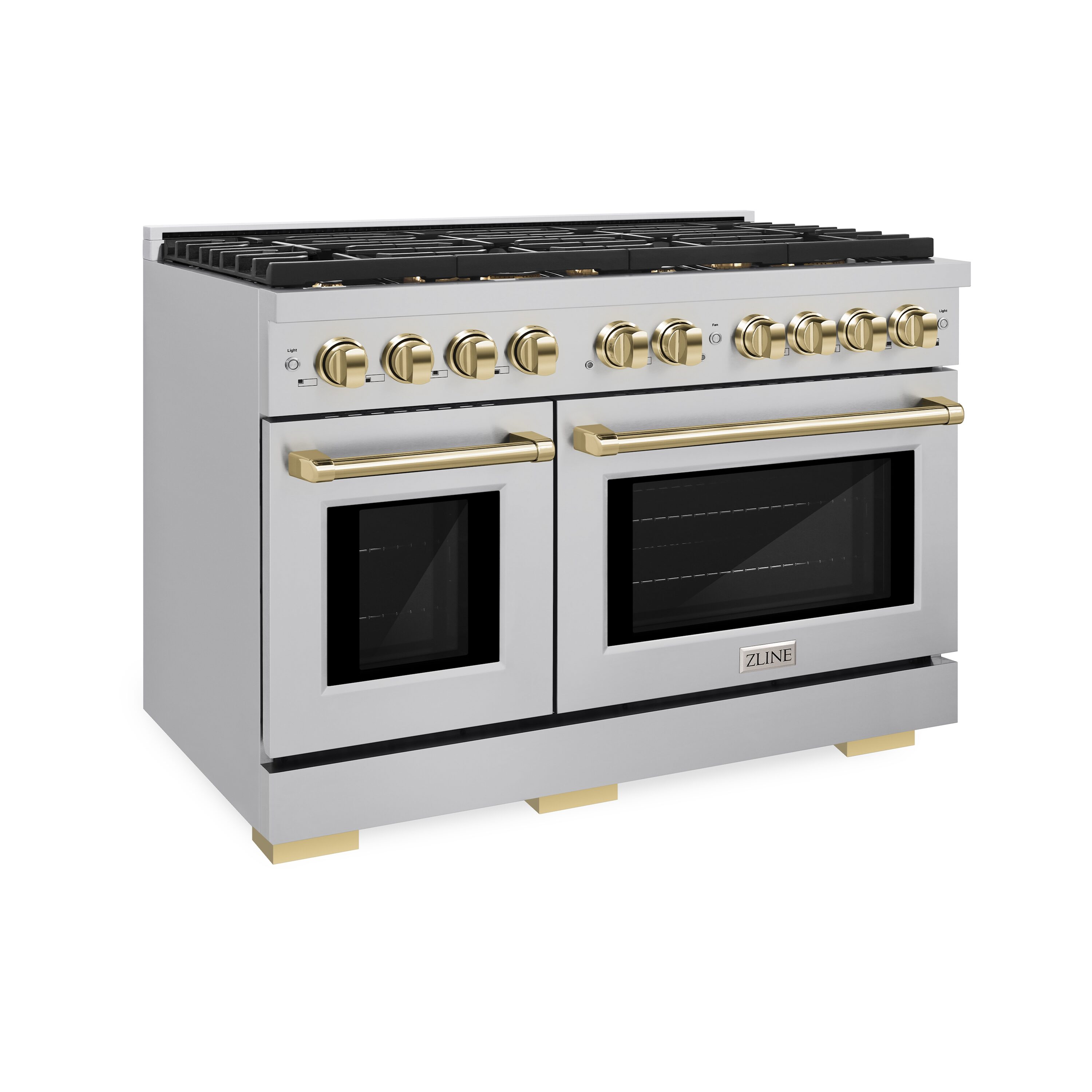 ZLINE KITCHEN & BATH SGRZ-48-G Paramount 48-Inches 8 burners 4.2-Cu. Feet / 2.5-Cu. Feet Freestanding Double Oven Gas Range ( Stainless Steel, Polished Gold Accents )