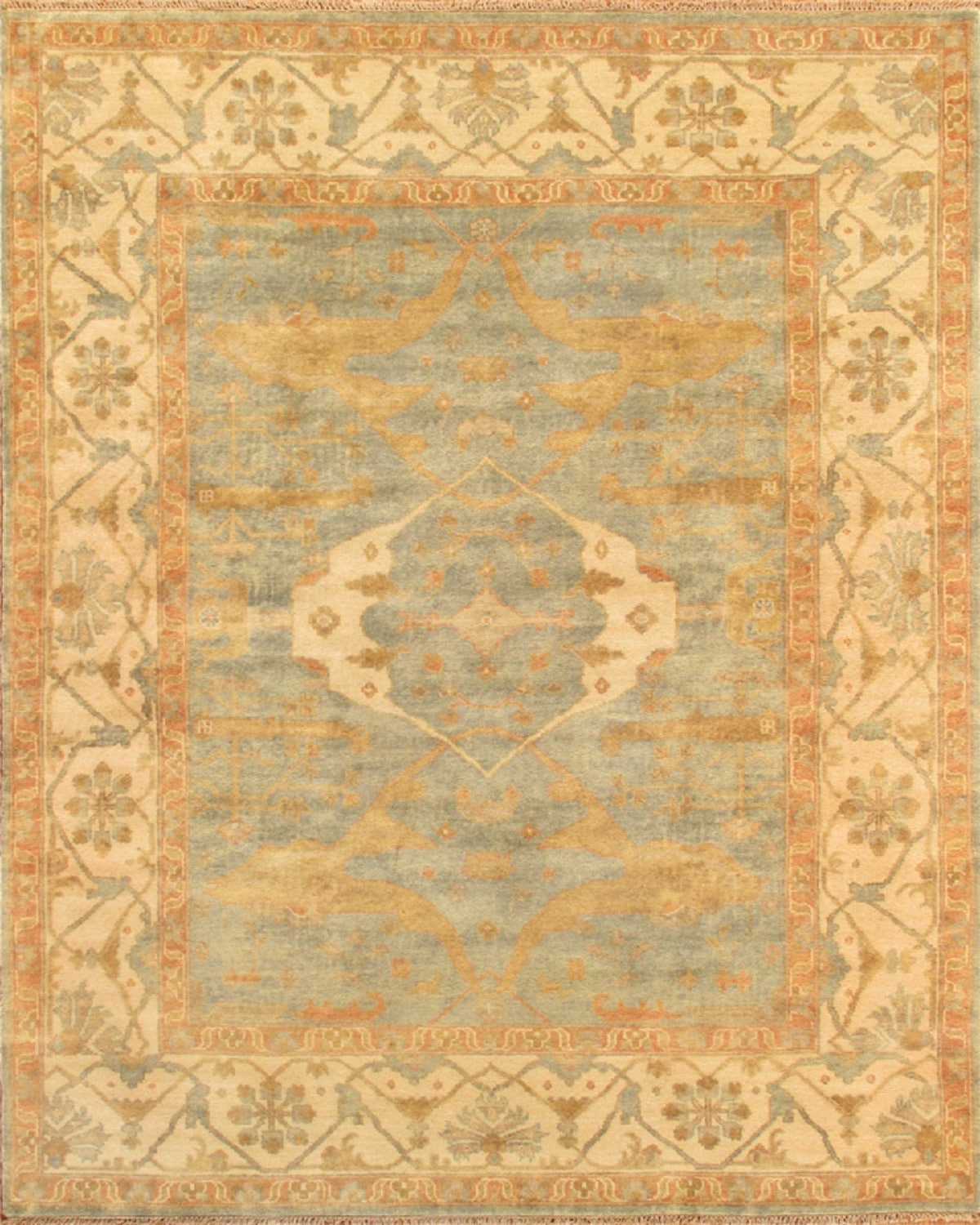 Pasargad Home PS-1 2.08X12 Oushak 3 X 12 Wool Blue Indoor Runner Rug