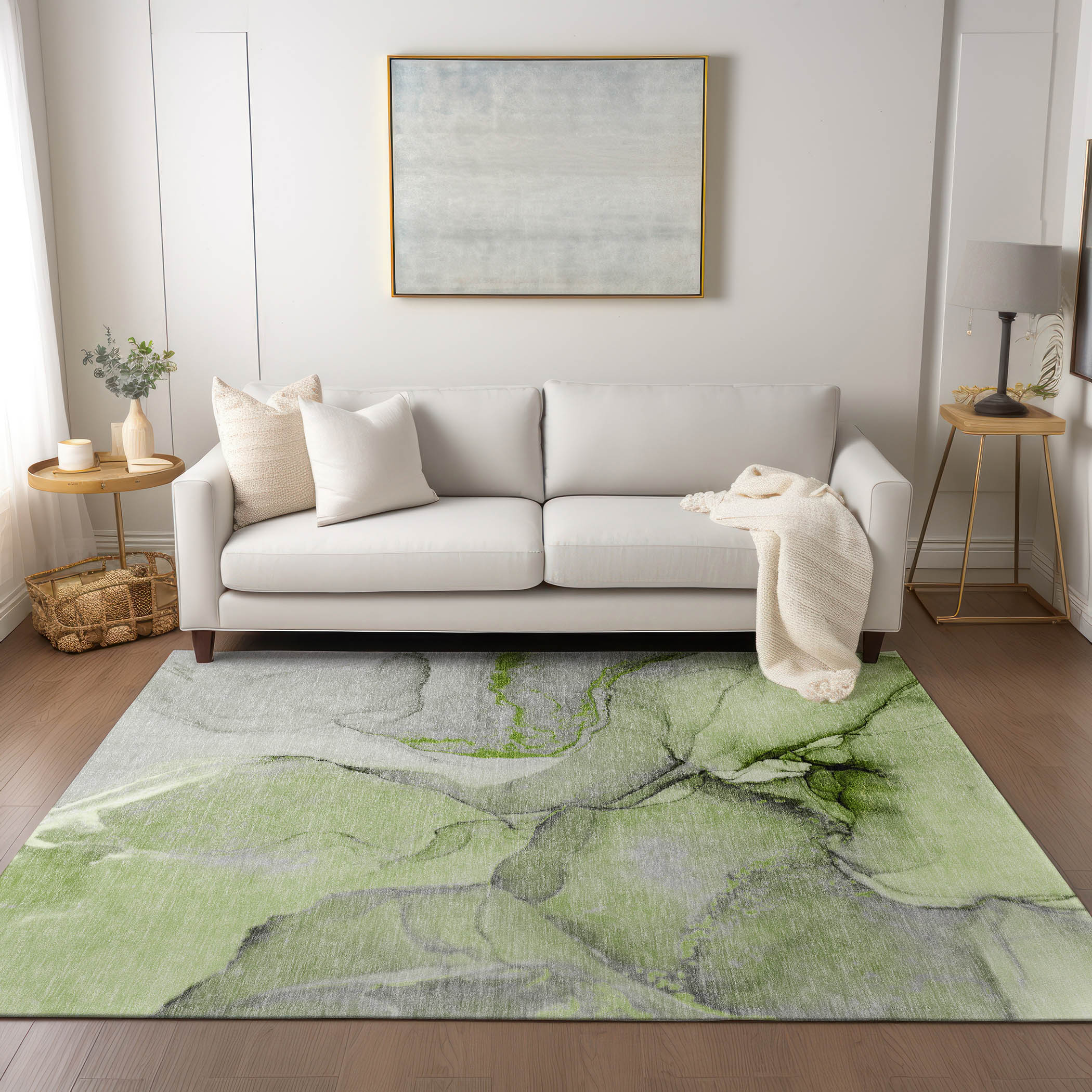 Addison Rugs ACN506GE5X8 Chantille ACN506GE 5 x 7 (ft) Polyester Green Rectangular Indoor/Outdoor Abstract Machine washable Area rug
