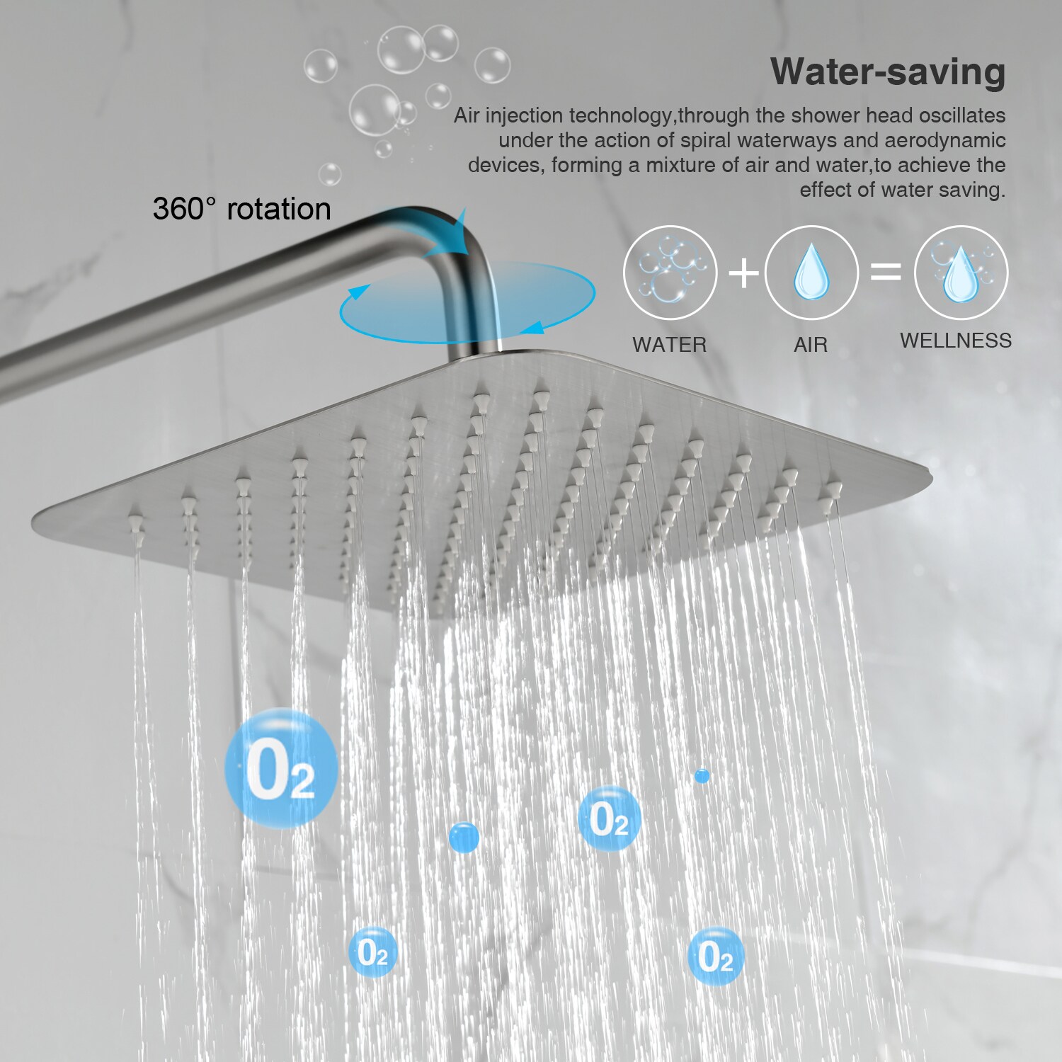 EPOWP Brushed Nickel Bathroom Shower System with Rough-In Valve