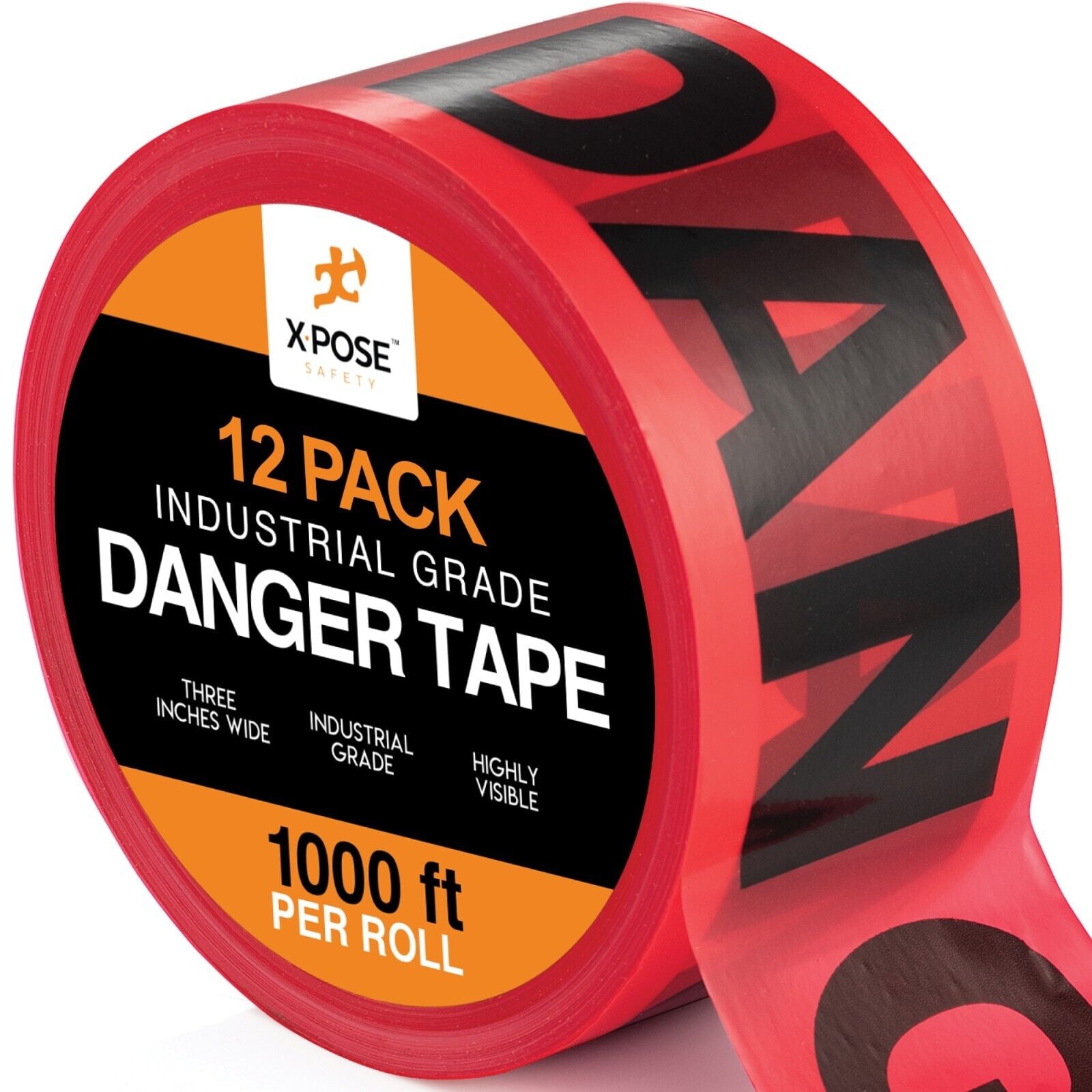 XPOSE SAFETY PDT-12-X-S 3-in W x 1000-ft L Red Warning Vinyl Safety Tape