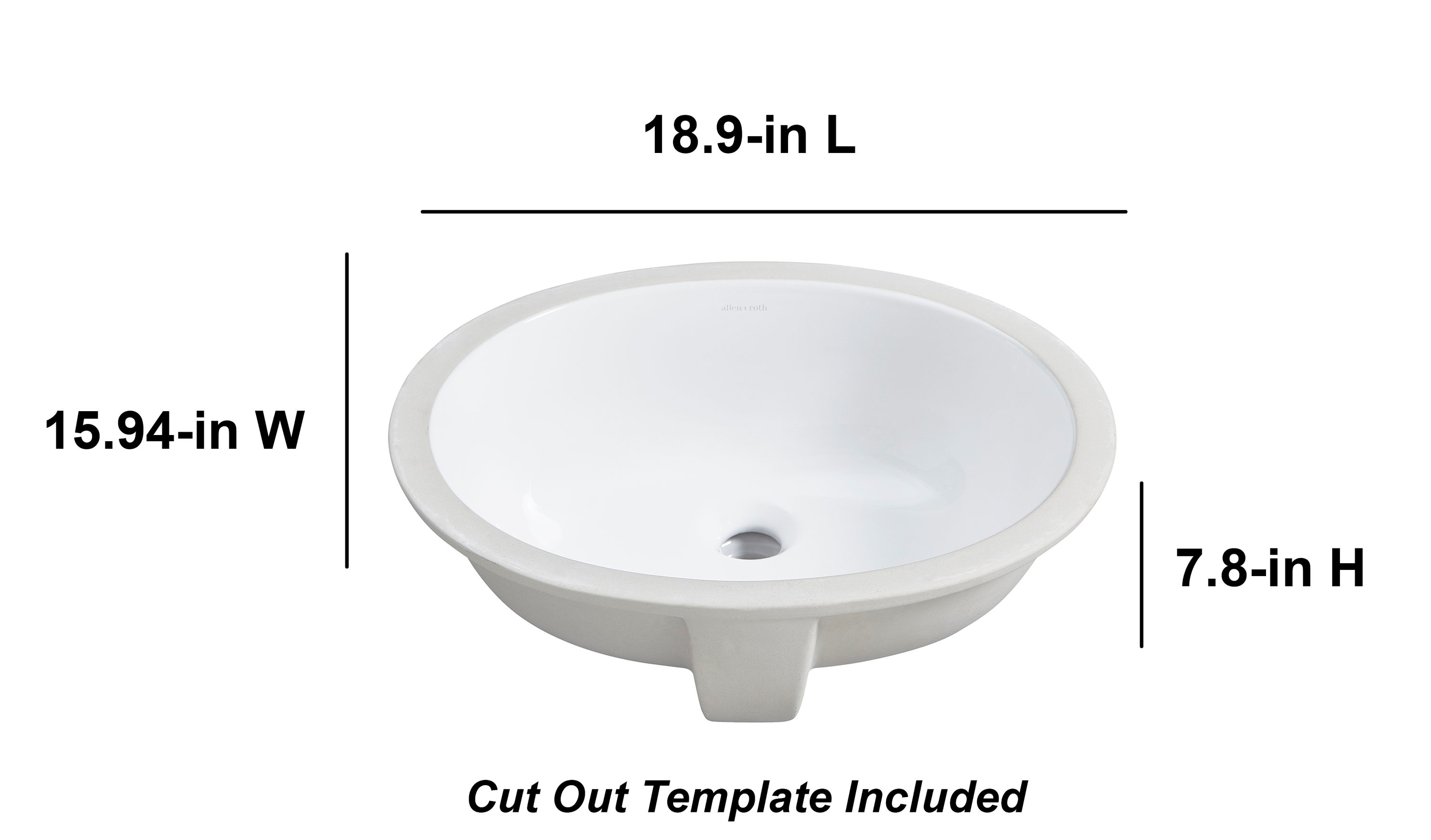 allen + roth Vitreous China Undermount Oval White Bathroom Sink (19-in ...