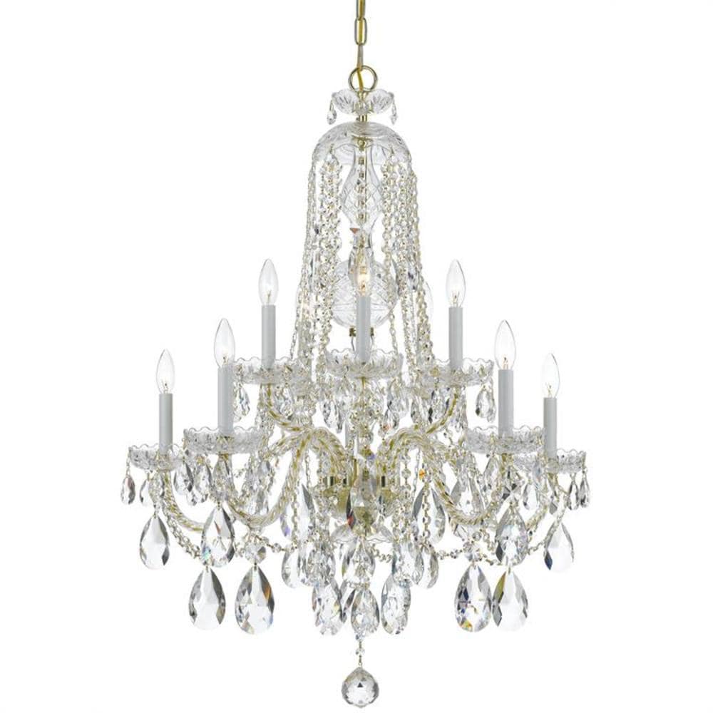 Crystorama 1110-PB-CL-SAQ Traditional Crystal 10 -Light Polished Gold Traditional Crystal For Use in Bedrooms, Dining Rooms, Foyers, Kitchens, Living Rooms Chandelier
