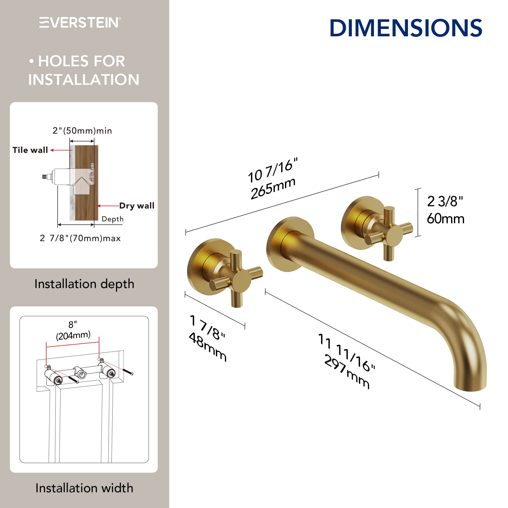 EVERSTEIN SFS-1107-GD Roman-Tub-Faucets - View #7