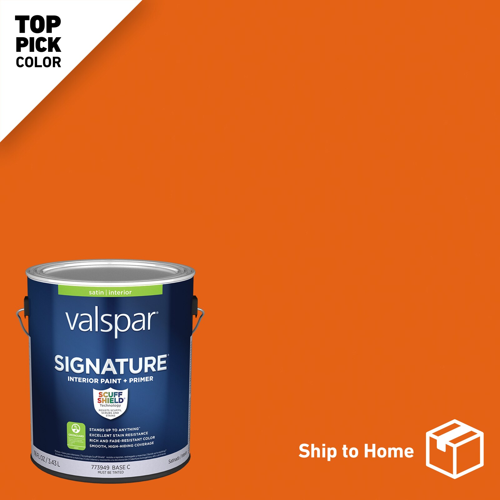 Valspar Signature Satin Island Orange 2010-2 Latex Interior Paint + Primer  (1-Gallon) at