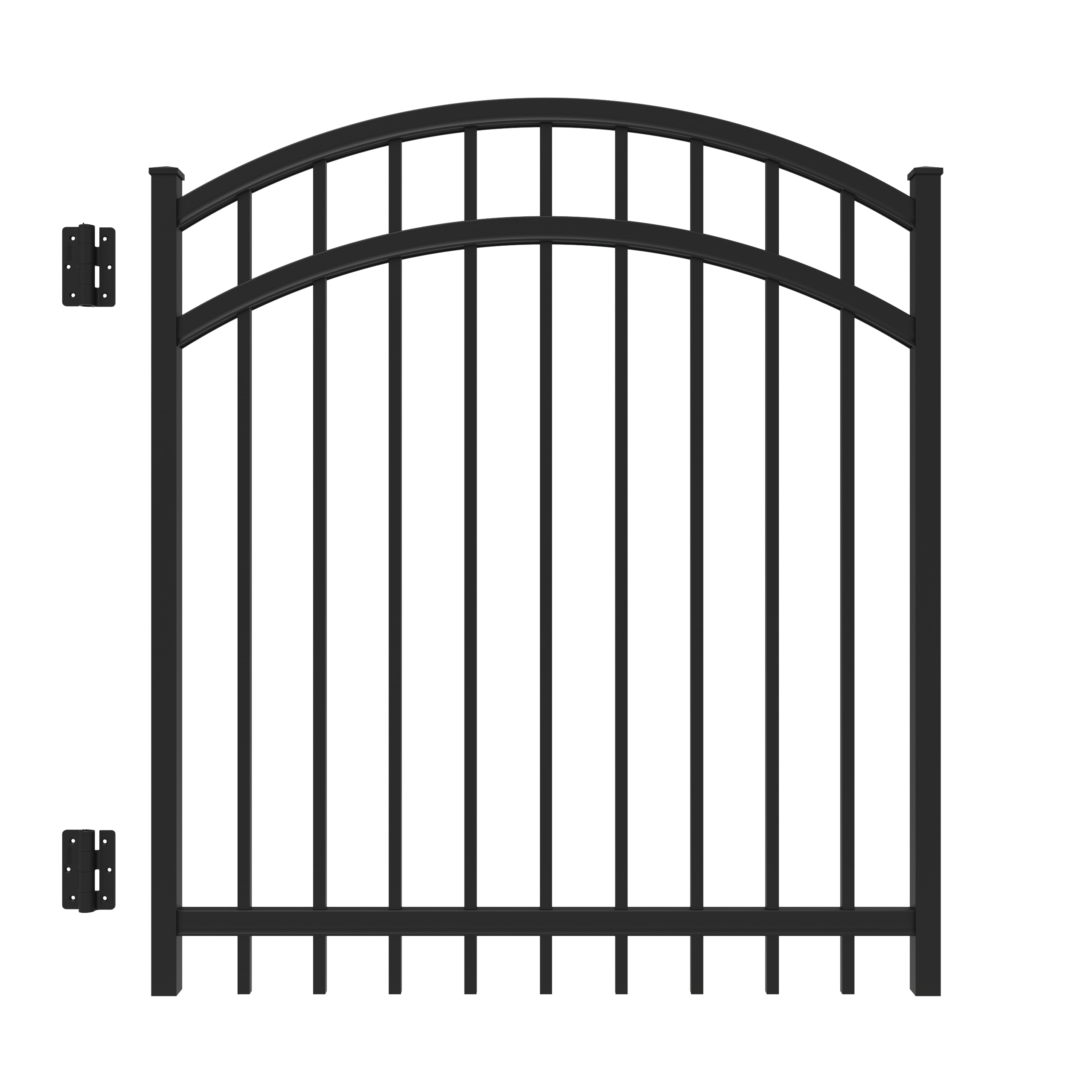 Freedom New Haven 3-ft H x 4-ft W Black Aluminum Spaced Picket Decorative Walk-thru Fence Gate