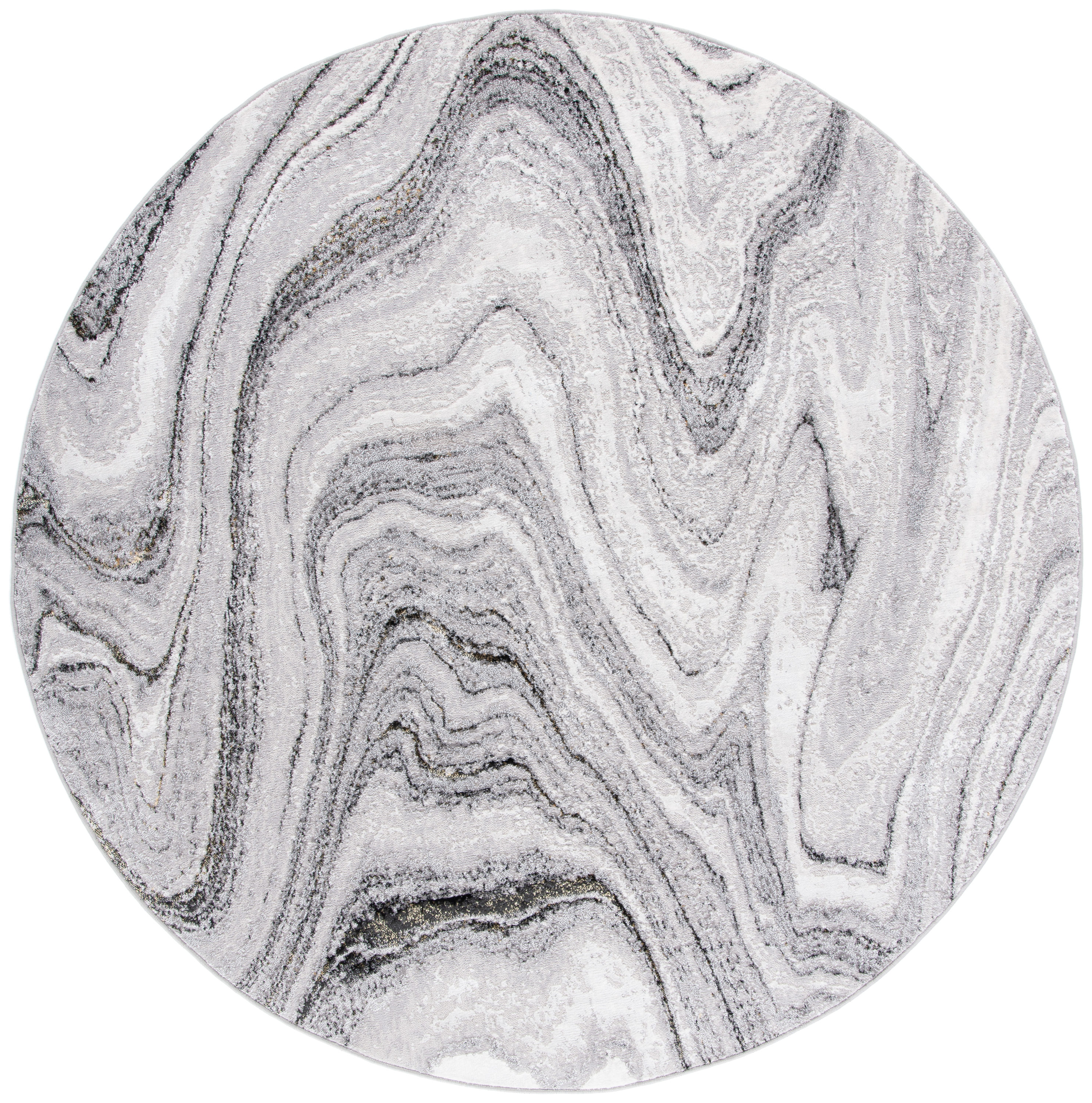 Safavieh ALA246G-7R Amelia Kristjana 7 x 7 (ft) Loomed Synthetic Gray/Gold Round Indoor Geode Farmhouse/Cottage Area rug