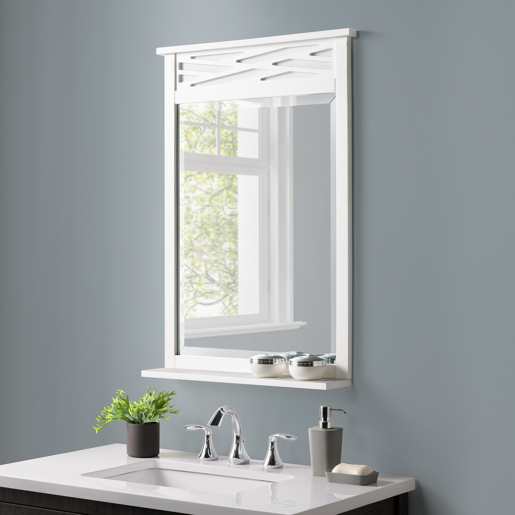 Alaterre Furniture ANCT71WH Framed-Bath-Mirrors - View #2