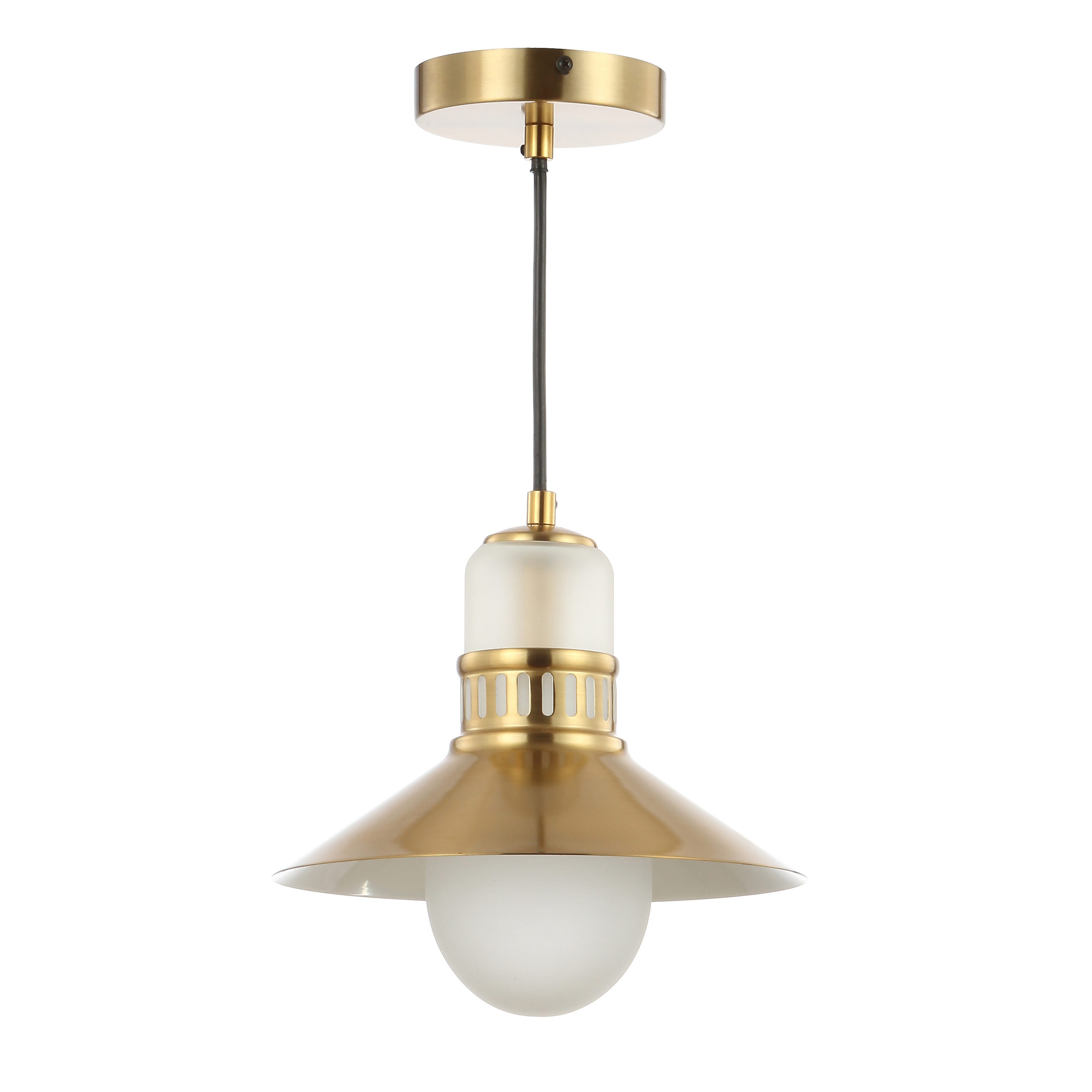 Colin 9.75" Brass Gold Adjustable LED Glass Globe Pendant