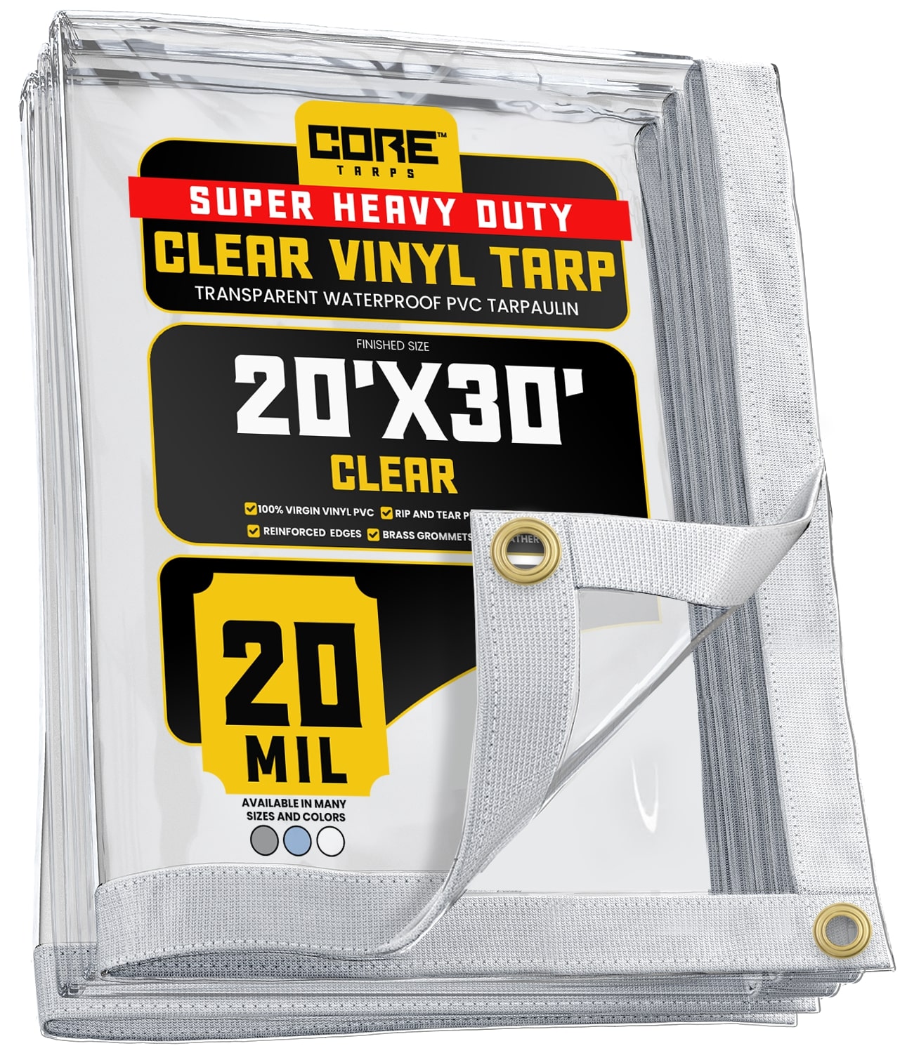 Core Tarps CT-101-20X30 20-ft x 30-ft White Commercial Vinyl 20-Mils Tarp
