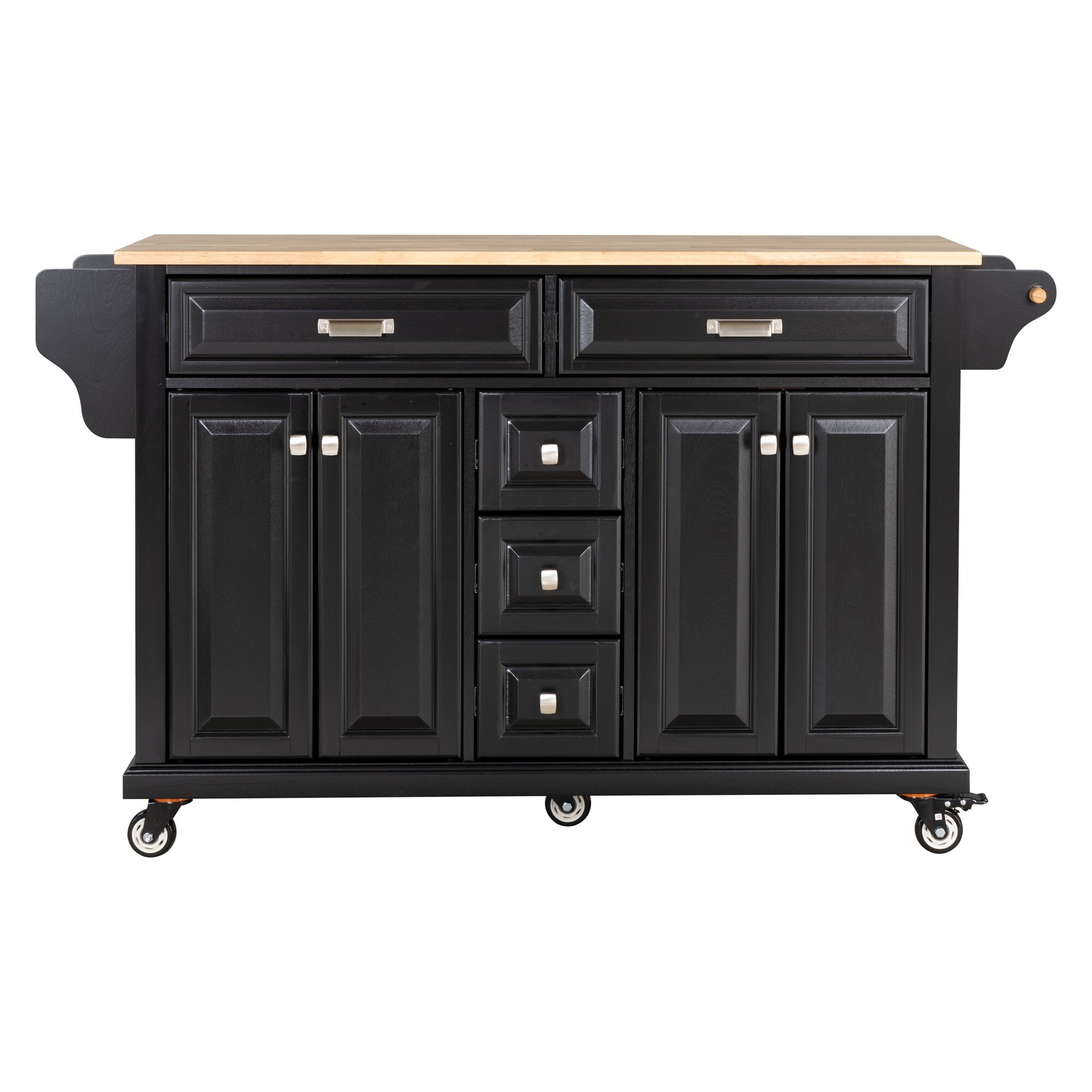 BABOOM Black Wood Base with Wood Top Rolling Kitchen Island (18.13-in x 60.5-in x 36.75-in)