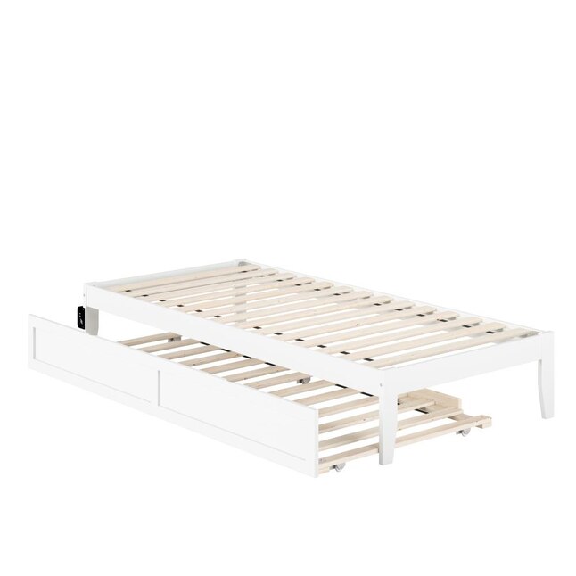 Atlantic Furniture Colorado White Twin, Twin Xl Pop Up Trundle Bed Frame