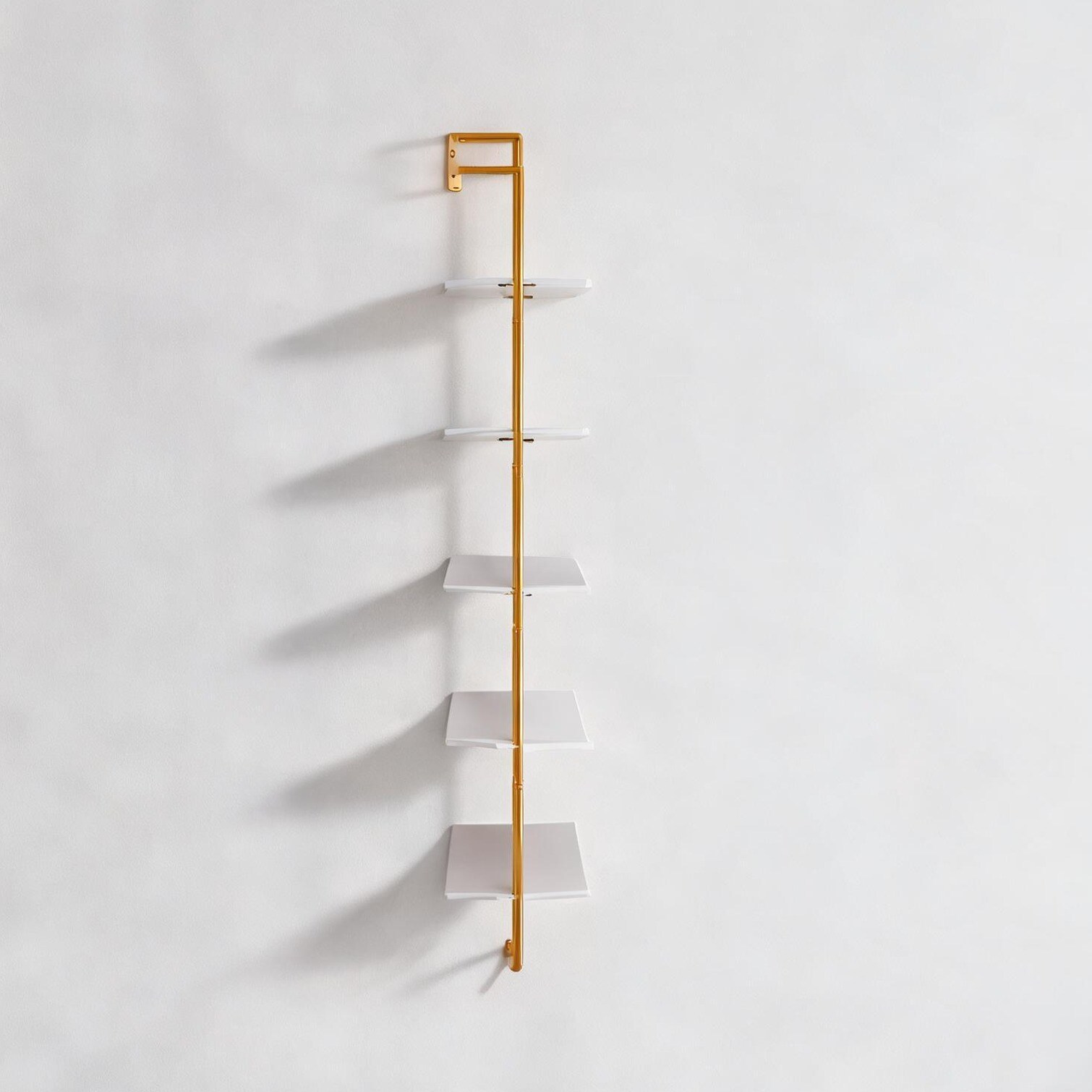 BBabe Shelving - 5-Tier Wall-Mounted Square Pipe Shelf in Champagne ...