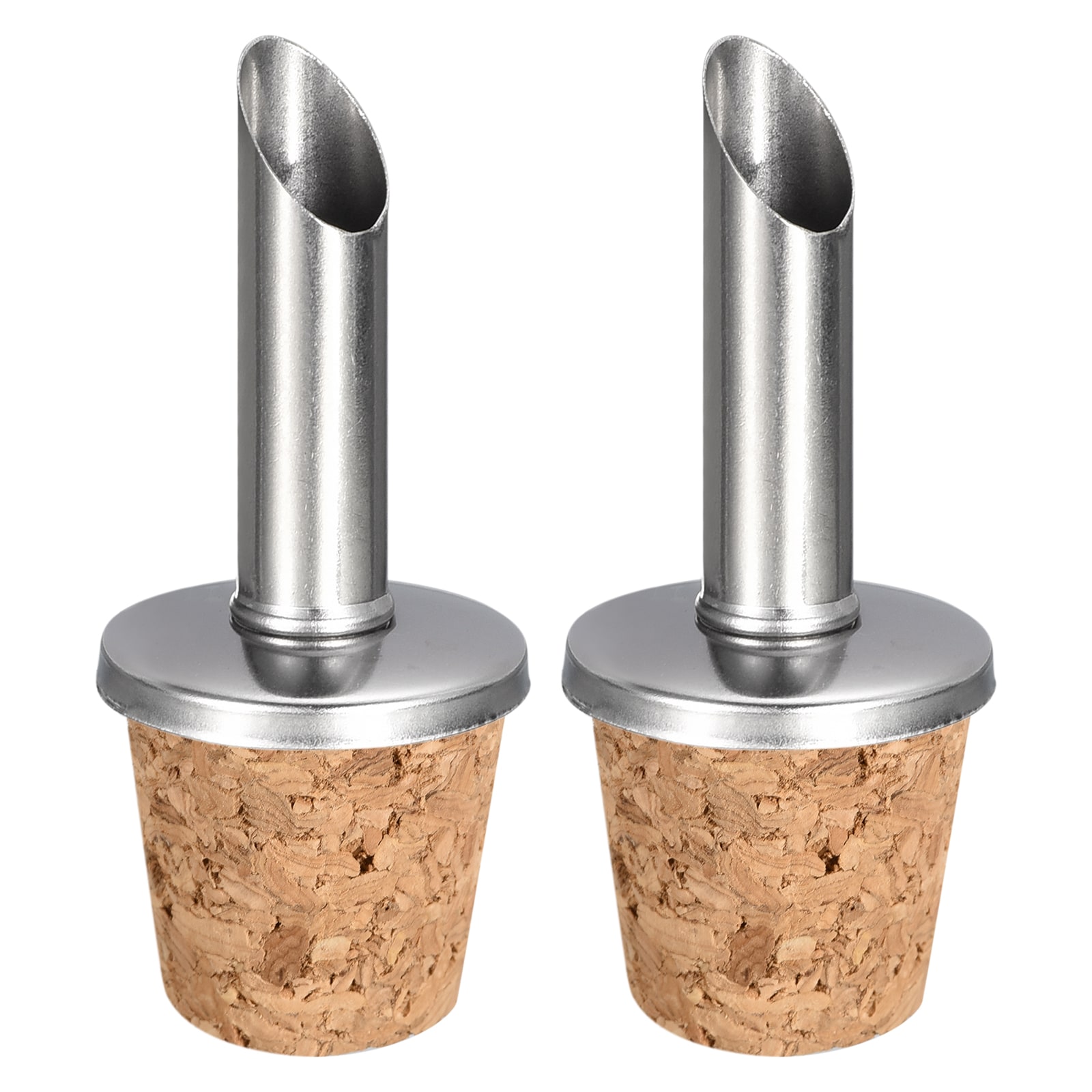Unique Bargains Stainless Steel Bottle Pourers 2pcs Olive Oil Spout Cork Design Wine Bottle Stoppers Wine Pourers Liquor Pour Spouts for Pours Liquid Wine Vinegar Most Liquor Bottles #S26042400UX5496
