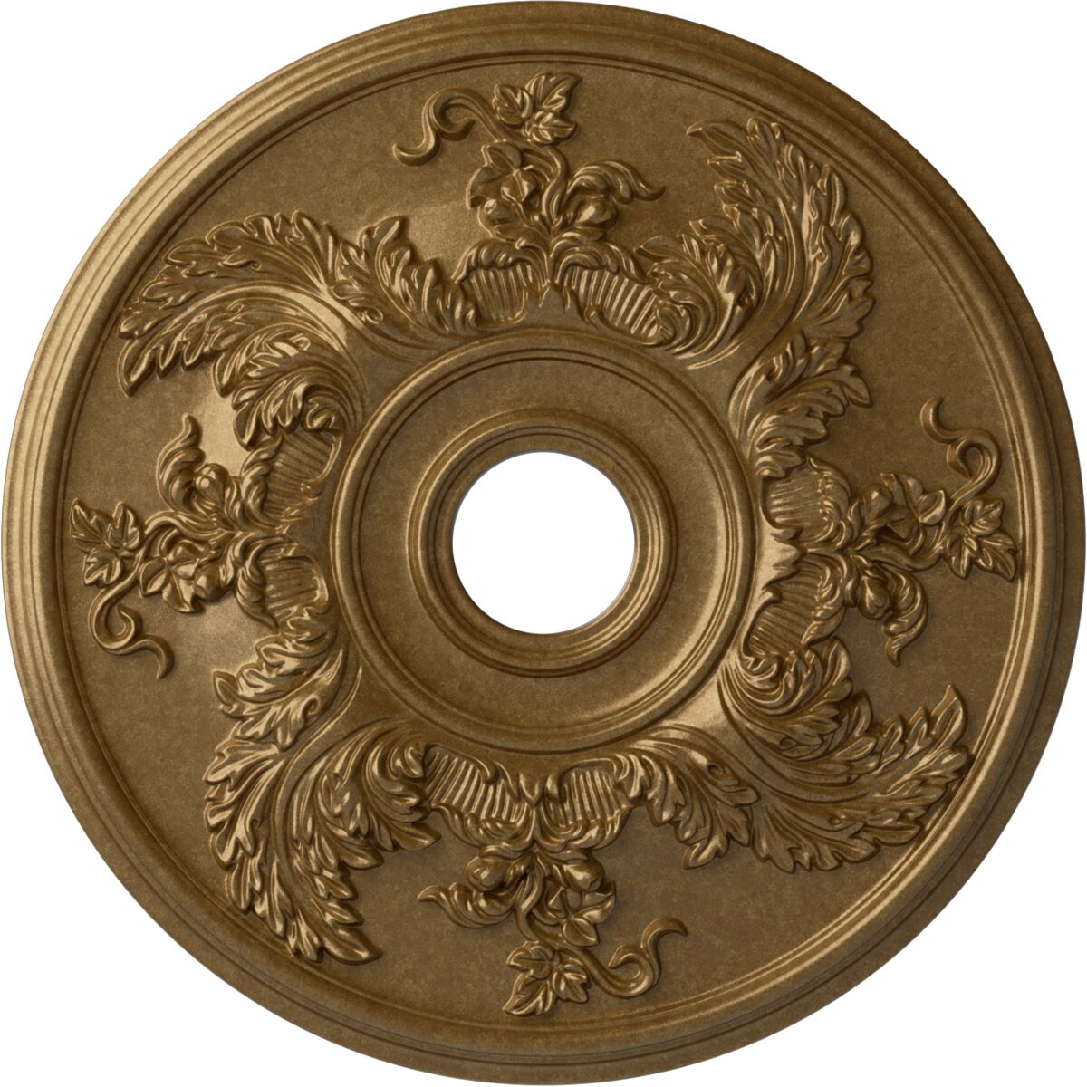 Ekena Millwork CM23ACPAS Acanthus Twist 23.625-in W x 23.625-in L Painted Pale Gold Polyurethane Whole Ceiling Medallion