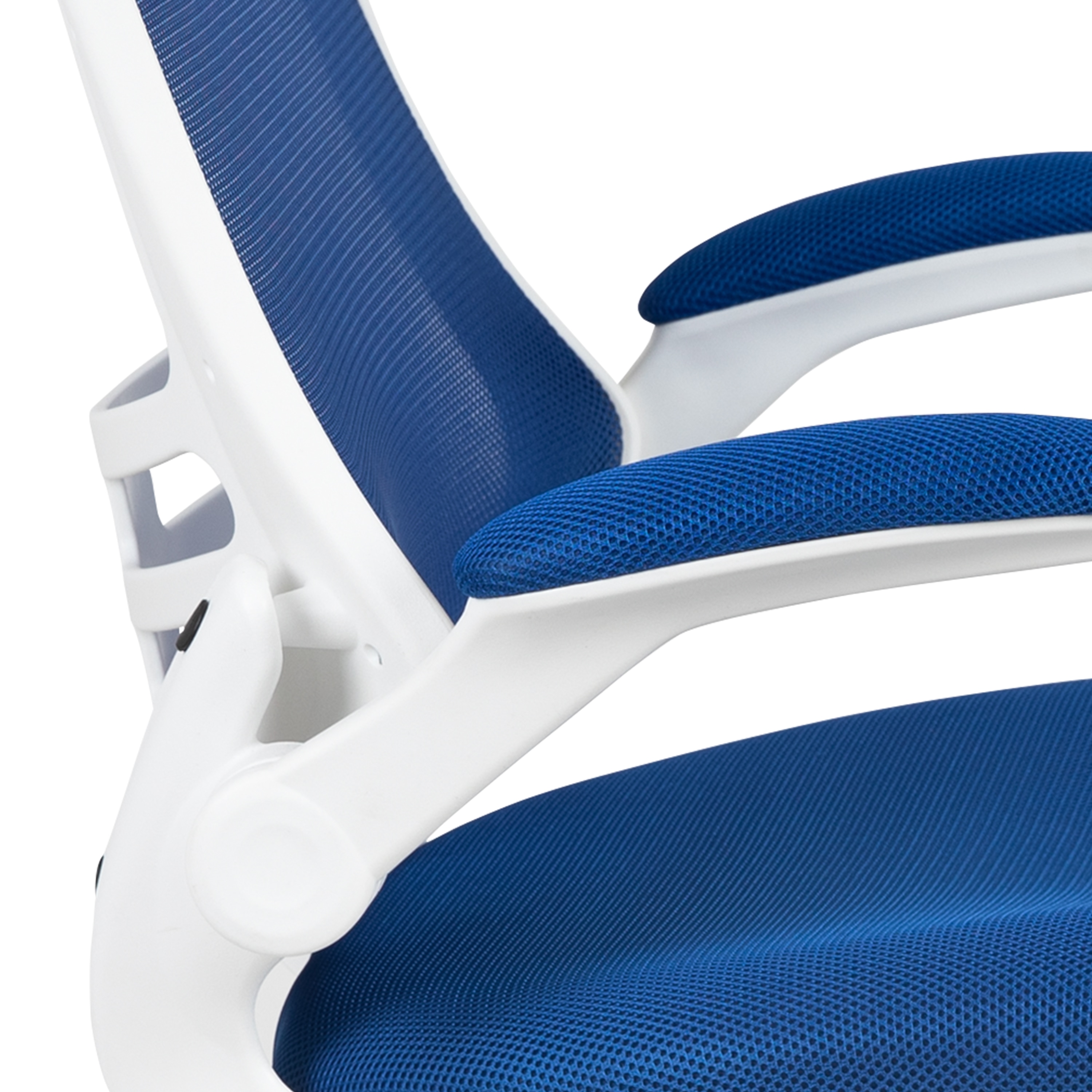 Modern Blue Mesh and White Plastic Ergonomic Swivel Task Chair