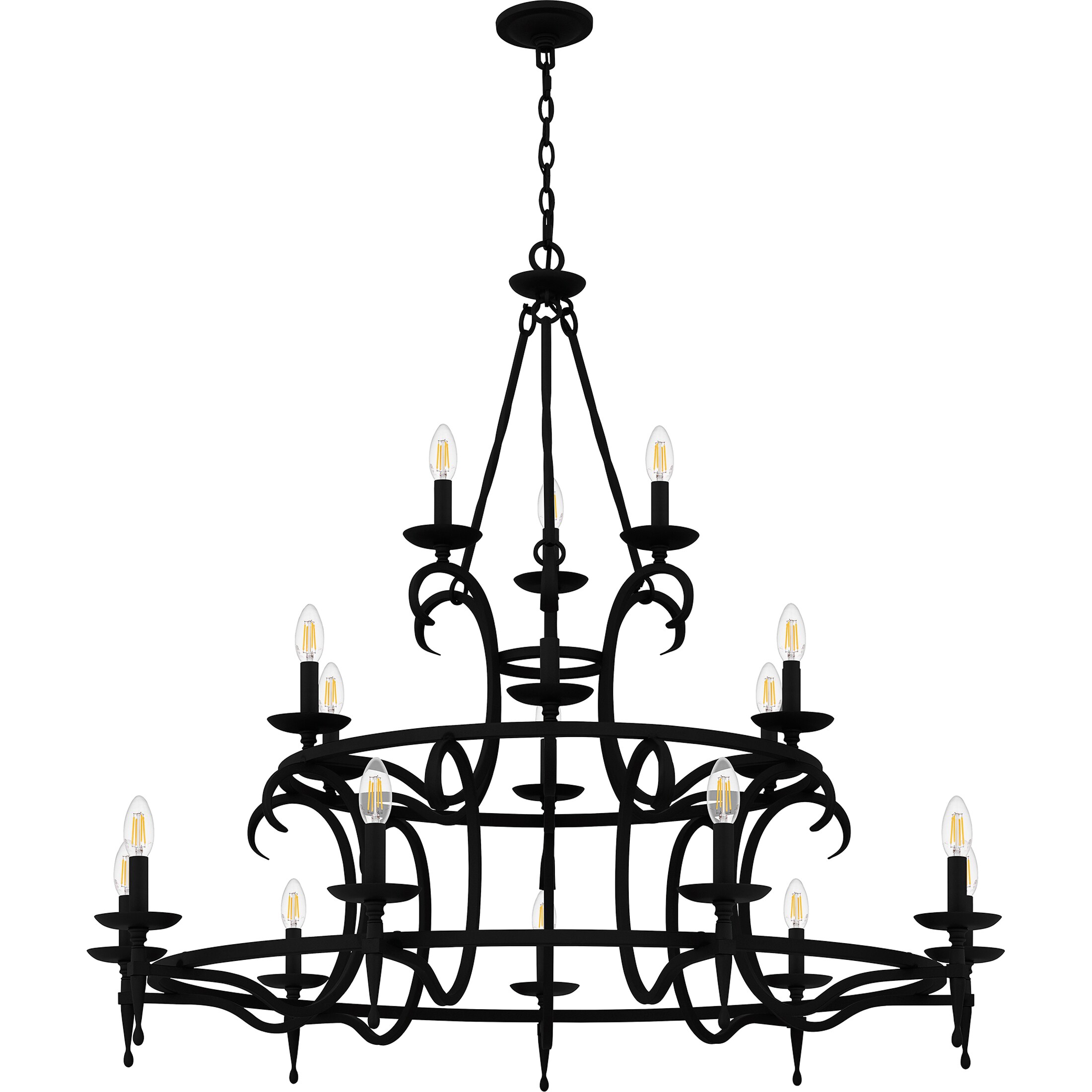 Octavia Black Iron 18-Light Candle Chandelier