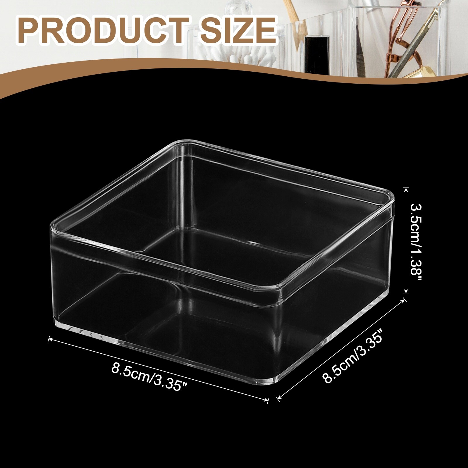 Unique Bargains Acrylic Box with Lid 3.35 x 3.35 x 1.38 in Acrylic ...
