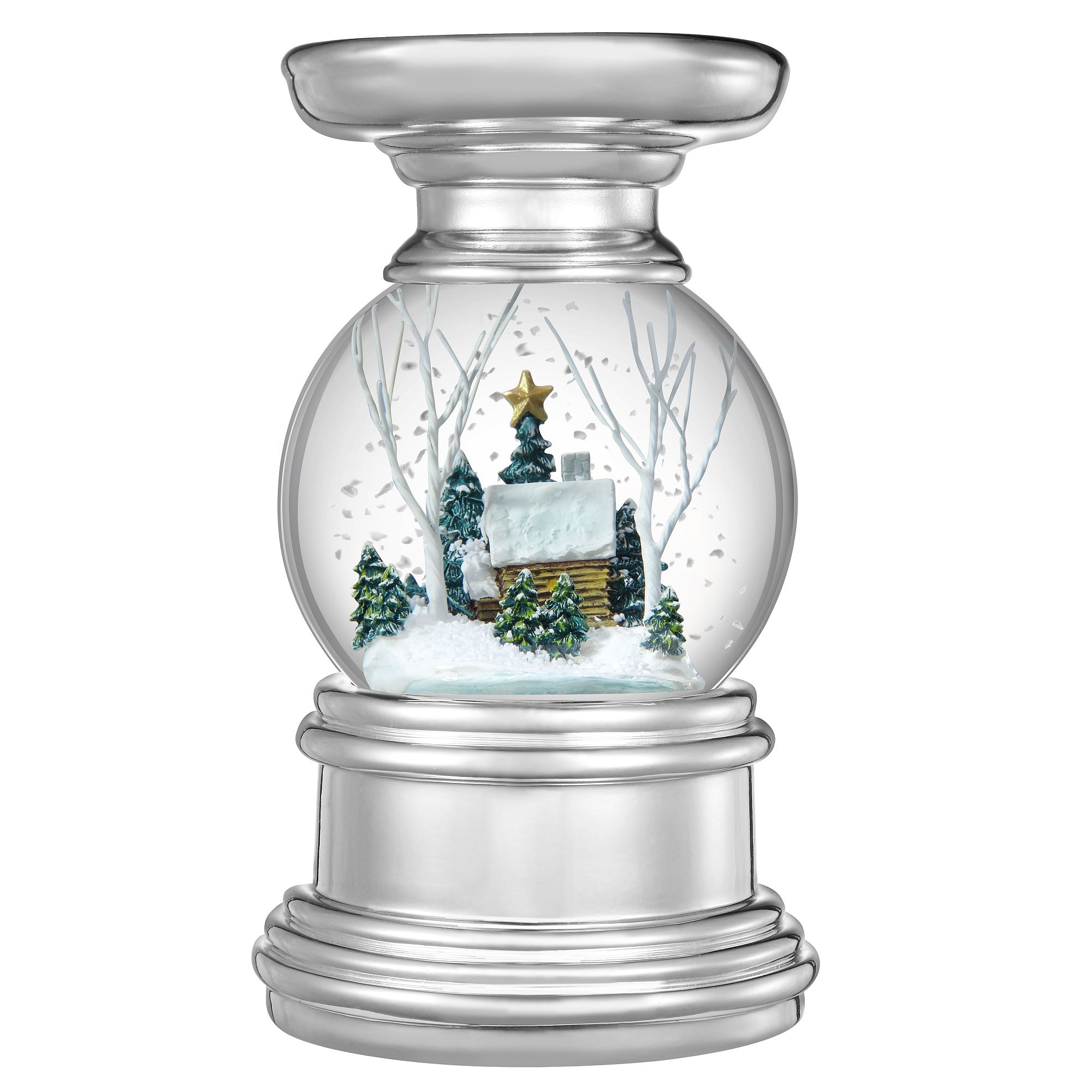 Haute Decor DCSG0001 4-in x 6.5-in White Tree LED Lighted Candle Holder