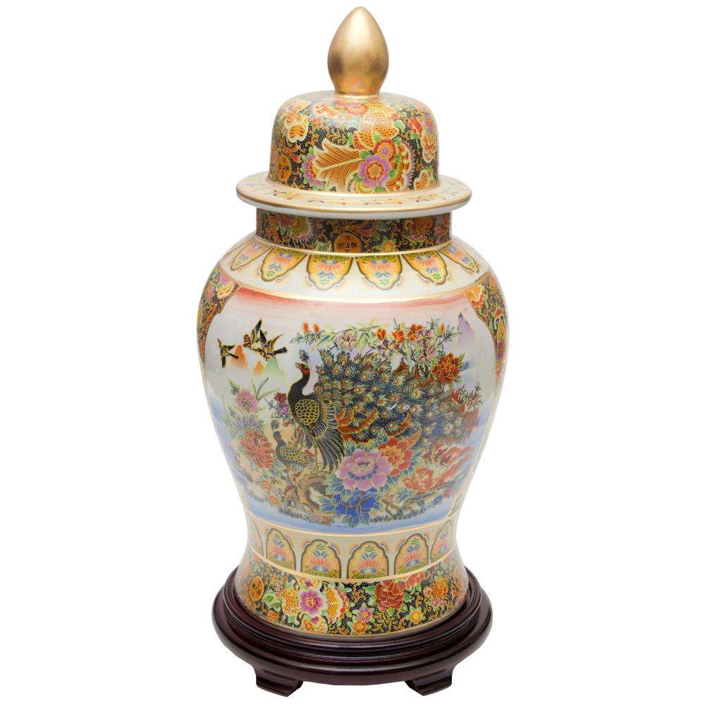 Oriental Furniture 24-in High Satsuma Porcelain Decorative Jar ...