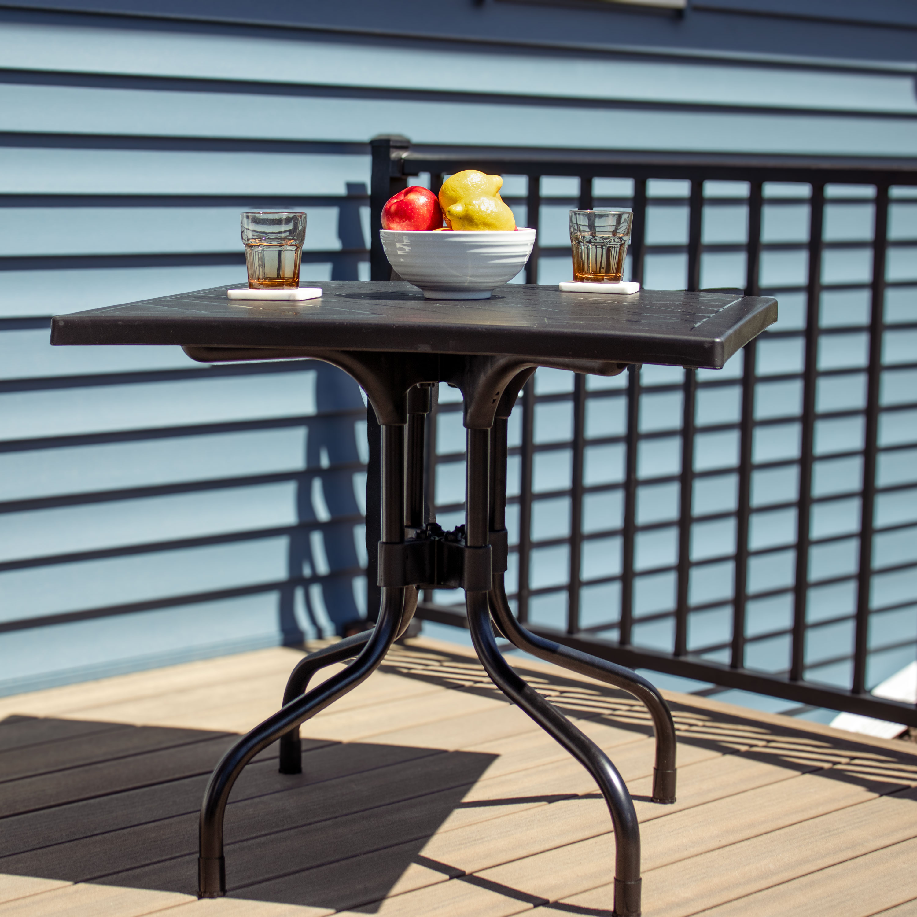 Sunnydaze Decor SUP-370 Square Outdoor Dining Table 31.25-in W x 31.25-in L with Umbrella Hole