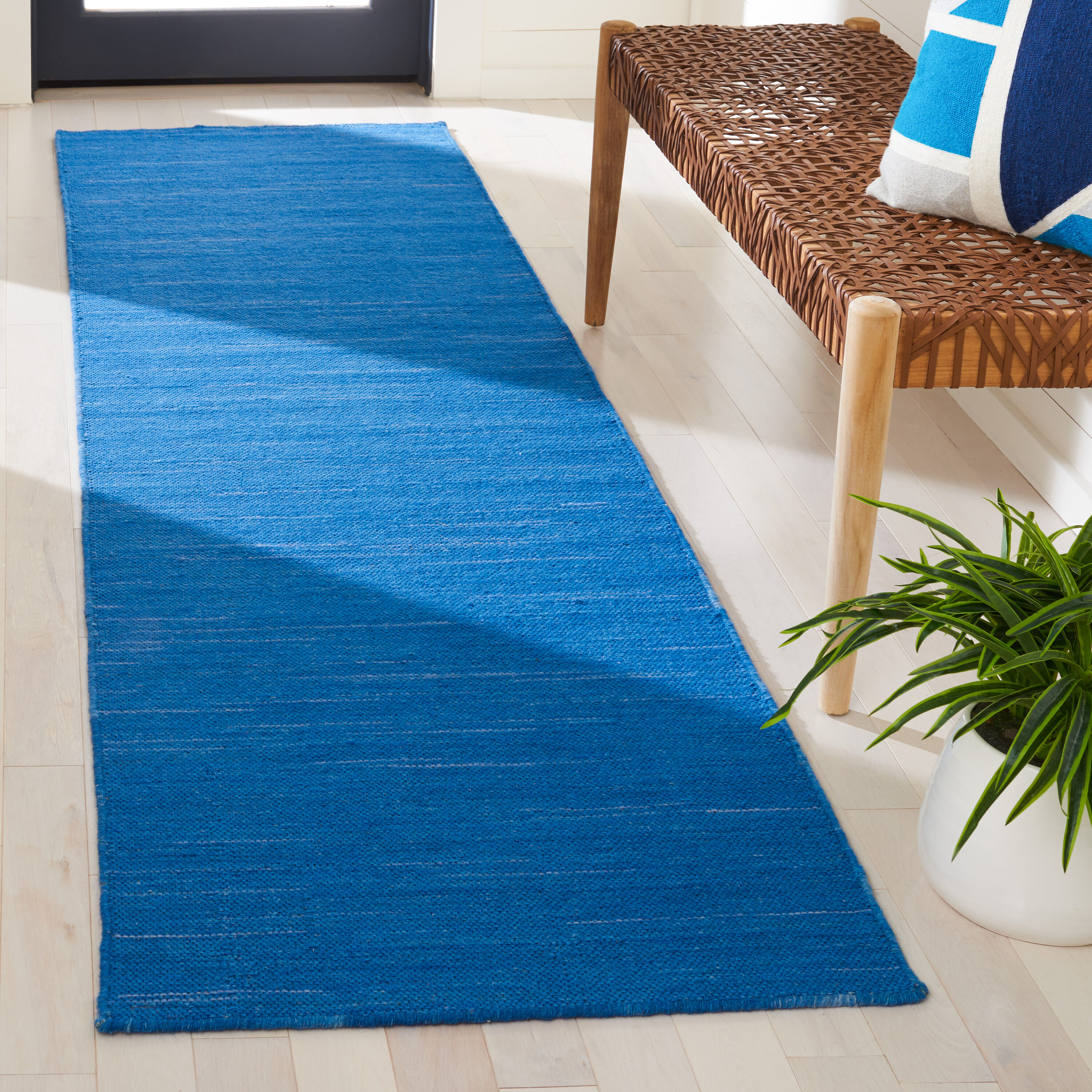  Kilim 125 Blue Solid / Tonal 2Ft-3In x 9Ft Runner Rug