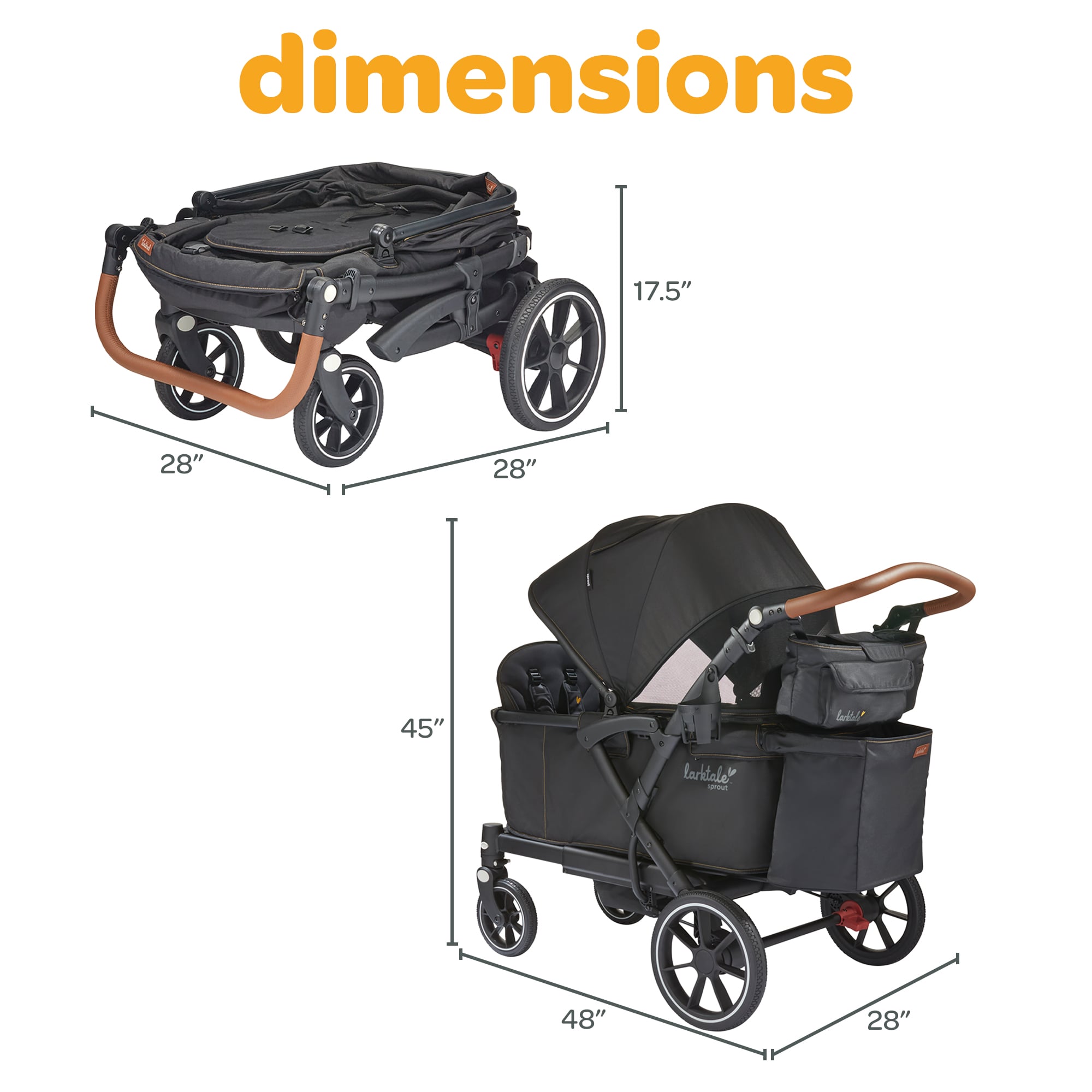 Larktale Sprout V2 Adjustable Stroller 2 Seater Wagon 120 lb