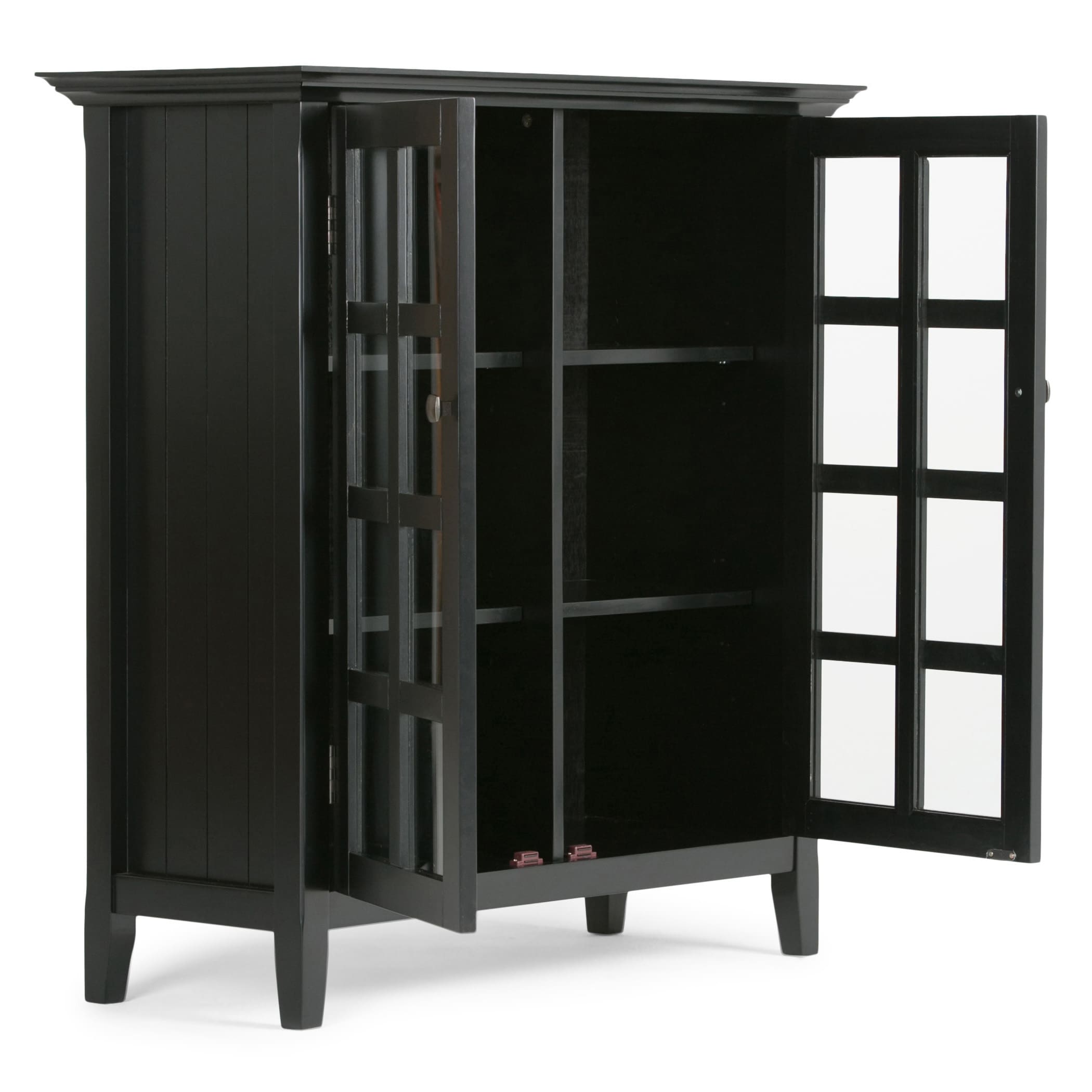 Acadian 39" Black Solid Pine Freestanding Storage Cupboard with Adjustable Shelves