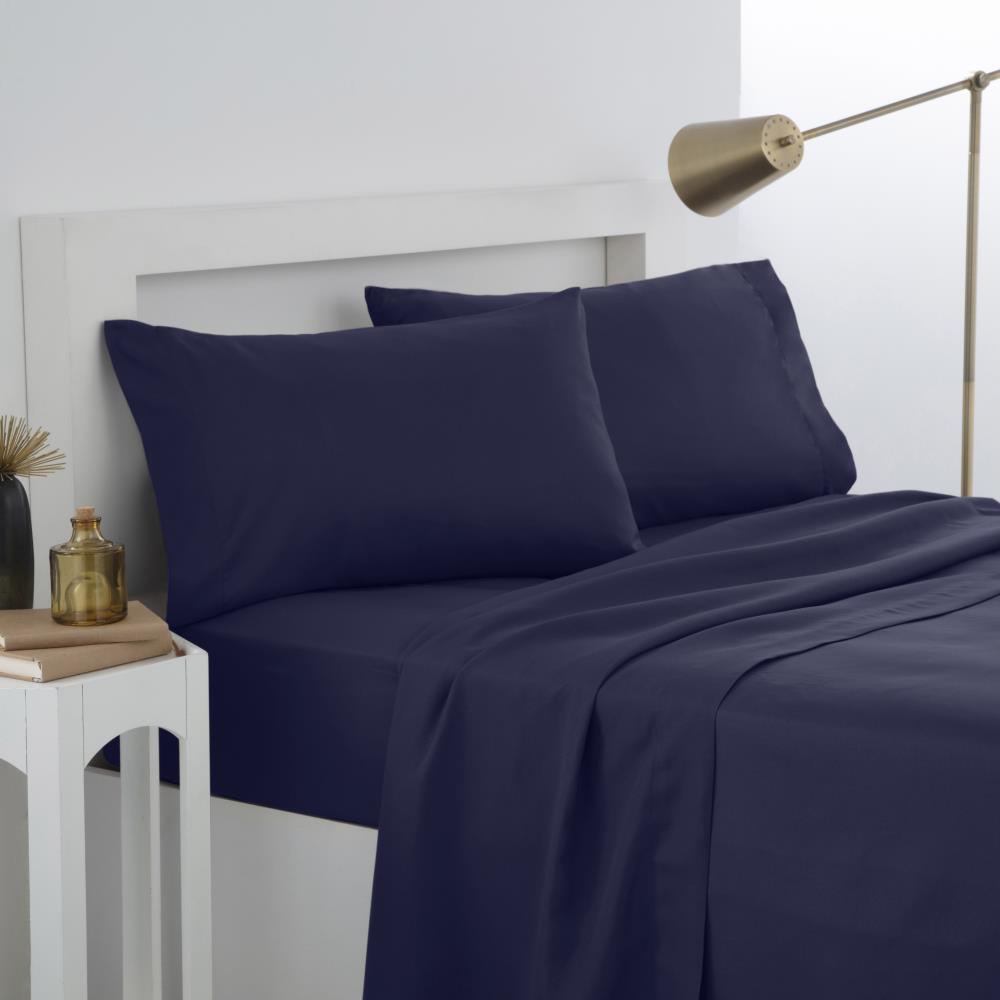 WestPoint Home 028828408600 Twin Microfiber Navy Bed Sheet Set
