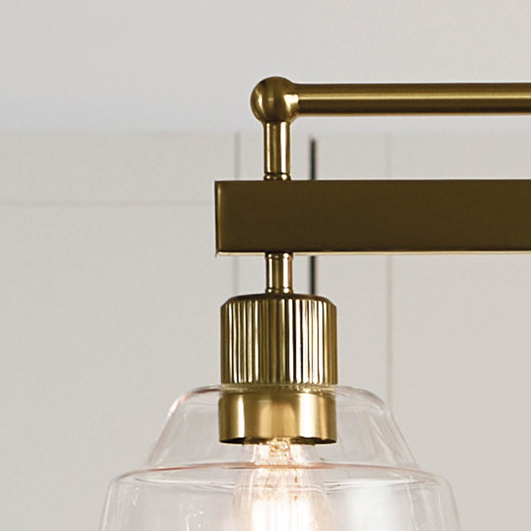 Eastmont Brushed Brass 5-Light Linear Chandelier with Clear Glass Shades