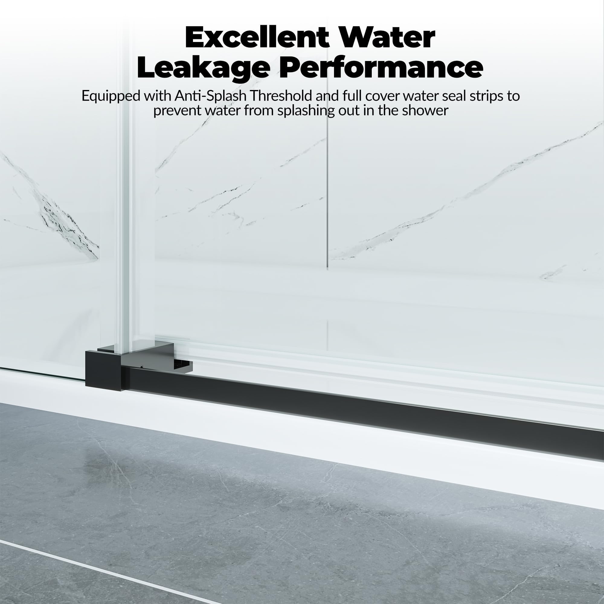 Garvee Matte Black Frameless Sliding Shower Door 56 To 60 Inch Wide 76 ...