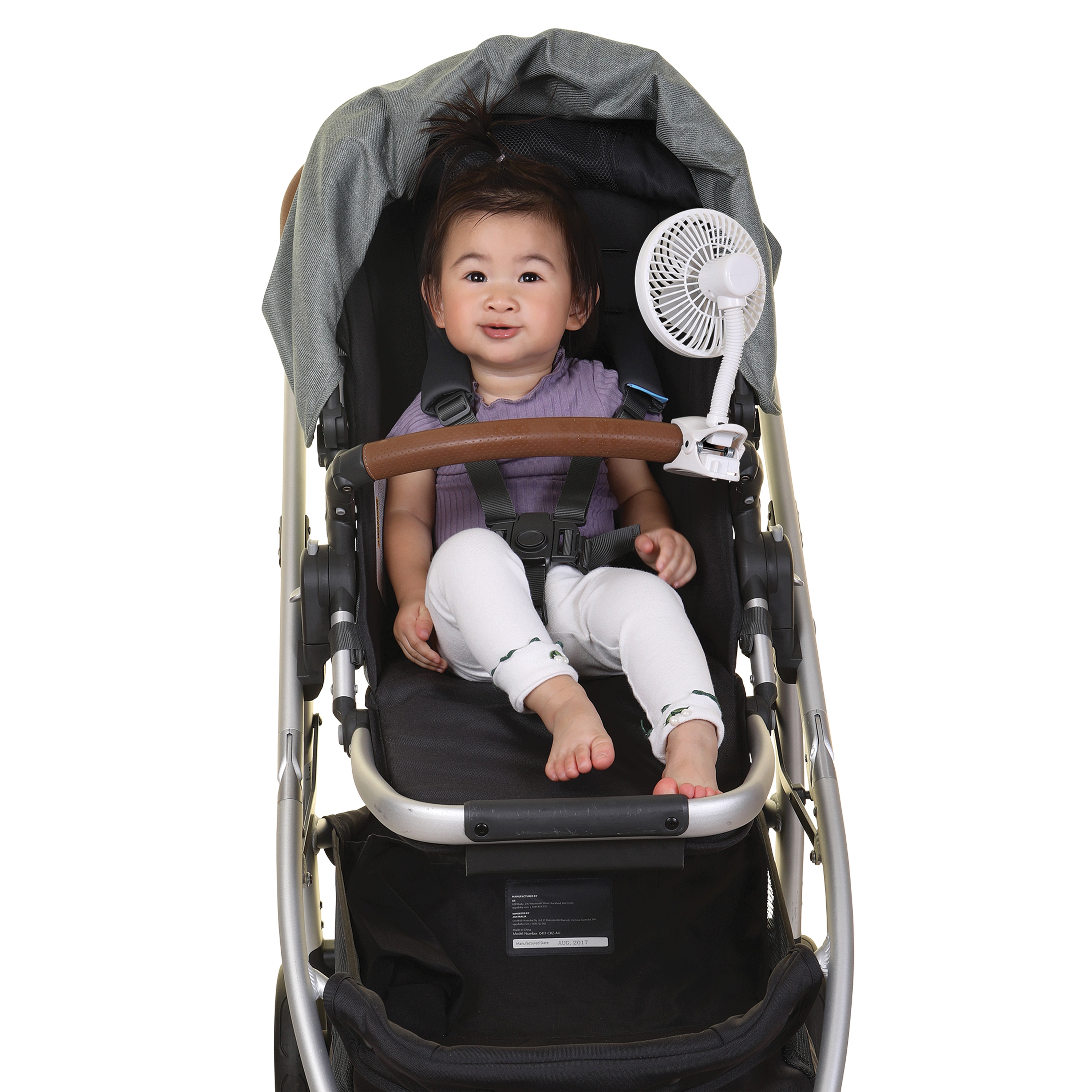 Dreambaby Deluxe Ezy-Fit Clip On fan with soft foam fins - Perfect for  Strollers, Cribs, Wheelchairs, Beach, Pool, & Much More!, Black/Grey