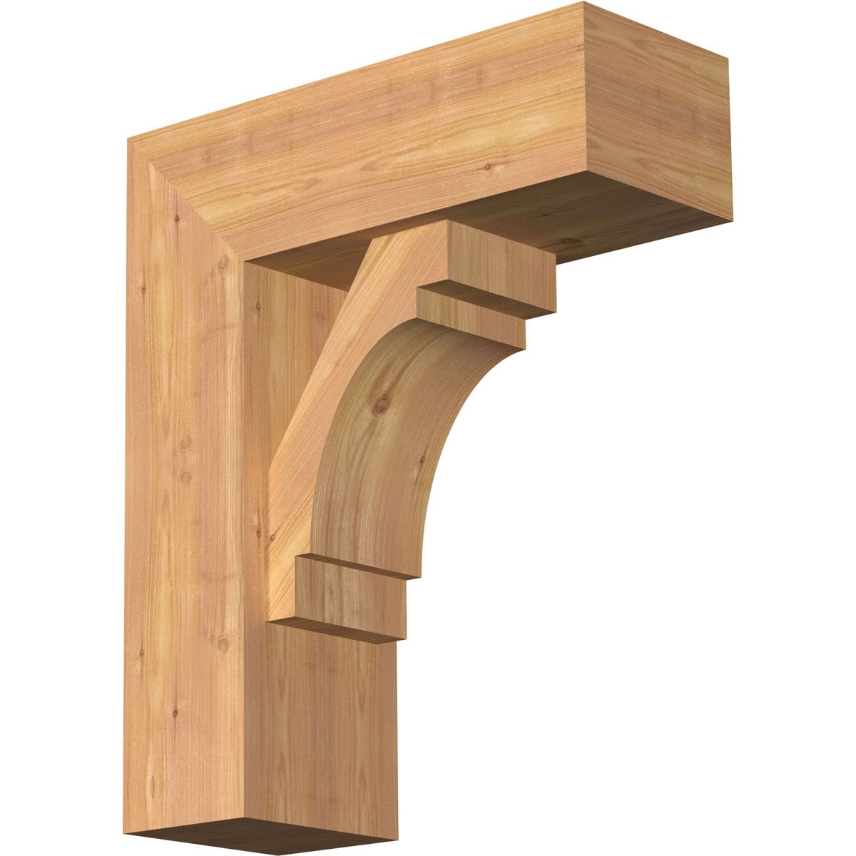 Ekena Millwork 1463167 Merced Block Smooth Bracket with Offset Brace 7-1/2-in x 20-in x 24-in Western red cedar Brown Wood Standard bracket