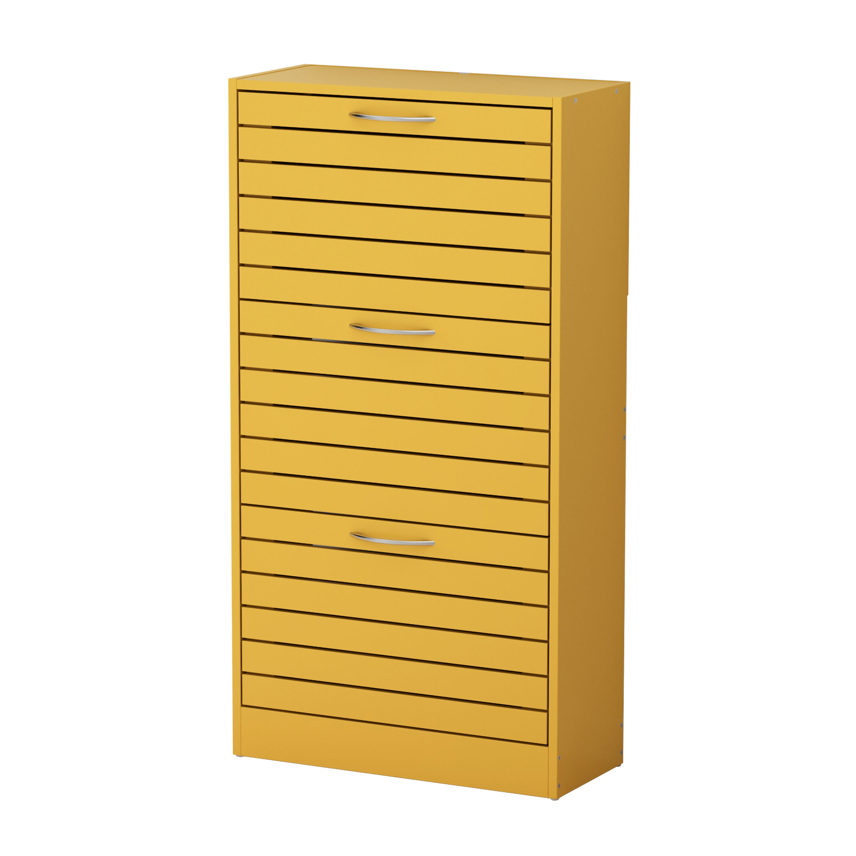 FUFU&GAGA 42.3-in H 3 Tier Composite Cabinet Shoe 10 department in Shoe Yellow the Storage Pair at
