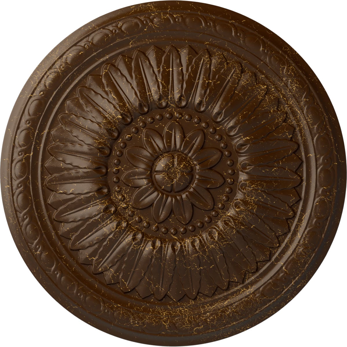 Ekena Millwork CM24TERBC Temple 24-in W x 24-in L Painted Root Beer Crackle Polyurethane Whole Ceiling Medallion