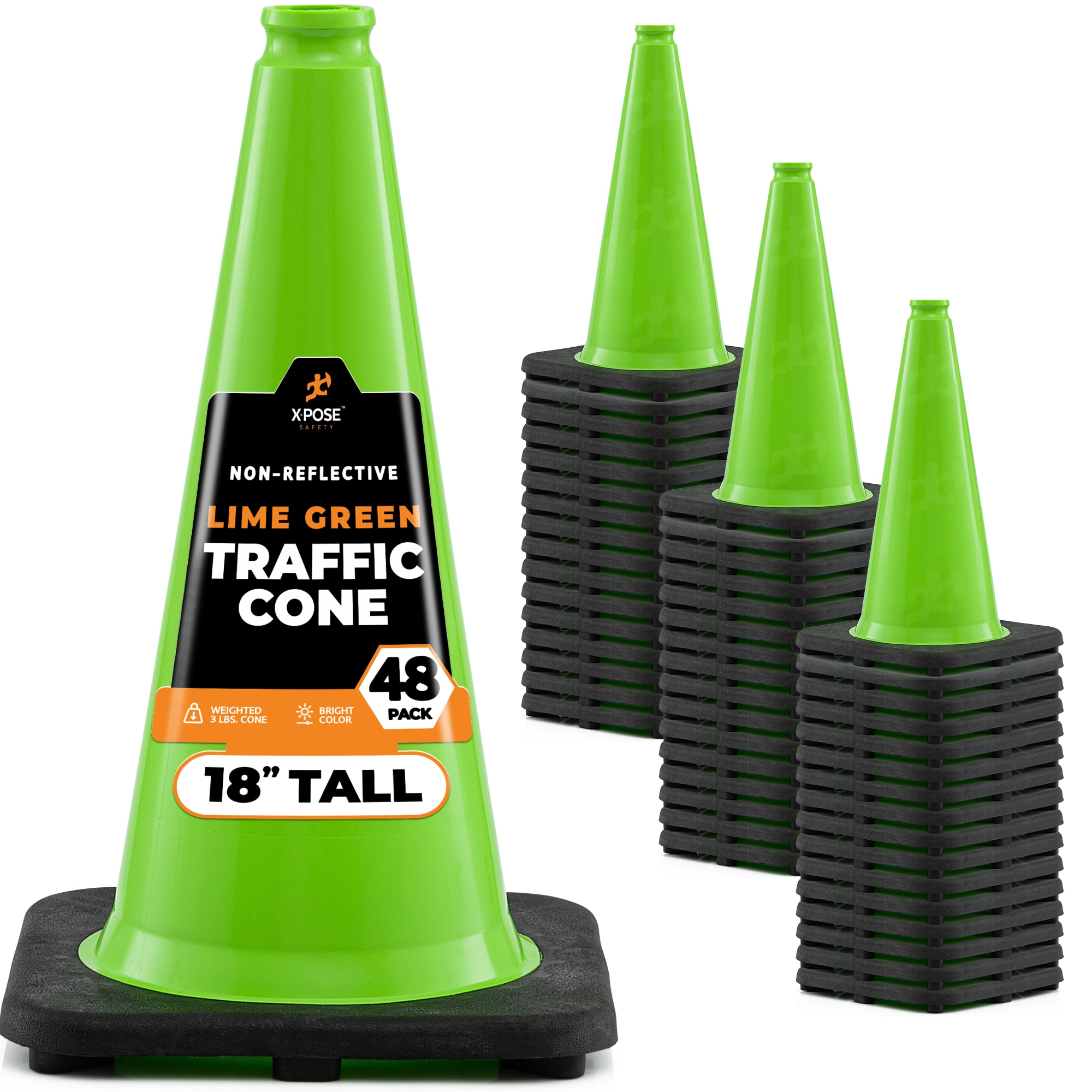 XPOSE SAFETY LTC18-48-X 48 -Pack 40-in Green Traffic safety cone