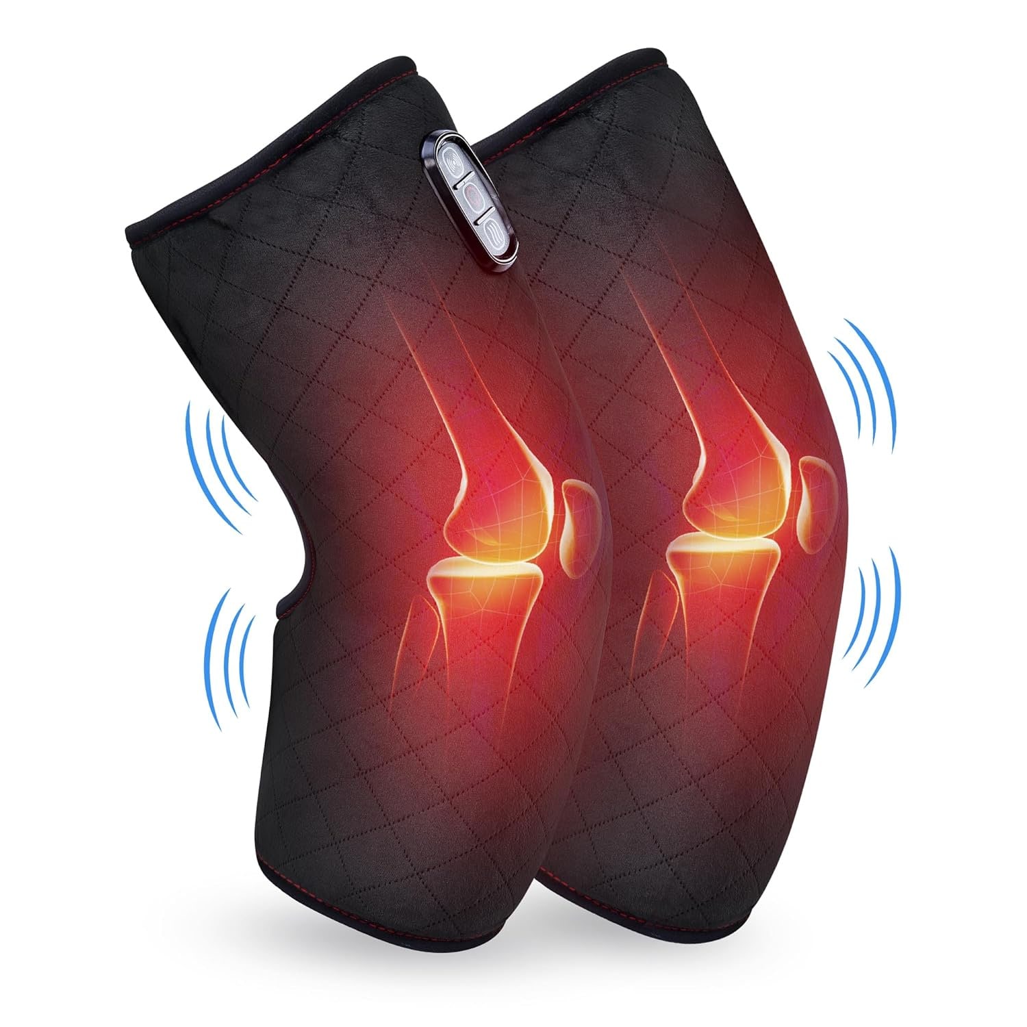Comfier CF-5701 Vibration Knee Massager with Heating Pad – Leg and Knee Relief in Black
