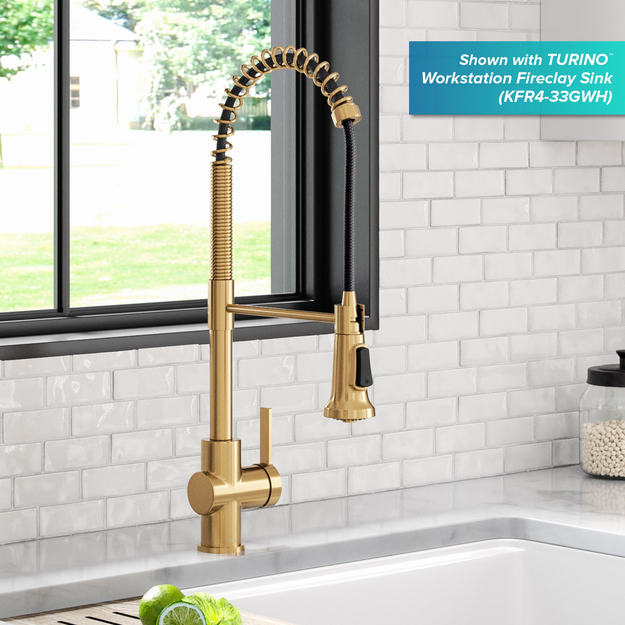 Kraus Britt Brushed Brass Single Handle Pull-down Kitchen Faucet in the Kitchen  Faucets department at