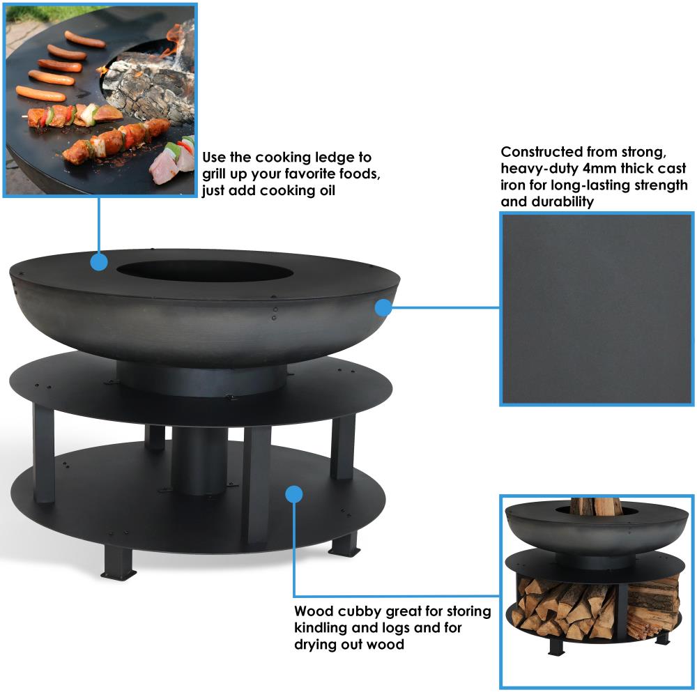 Sunnydaze 40 Cast Iron Fire Pit with Cooking Ledge