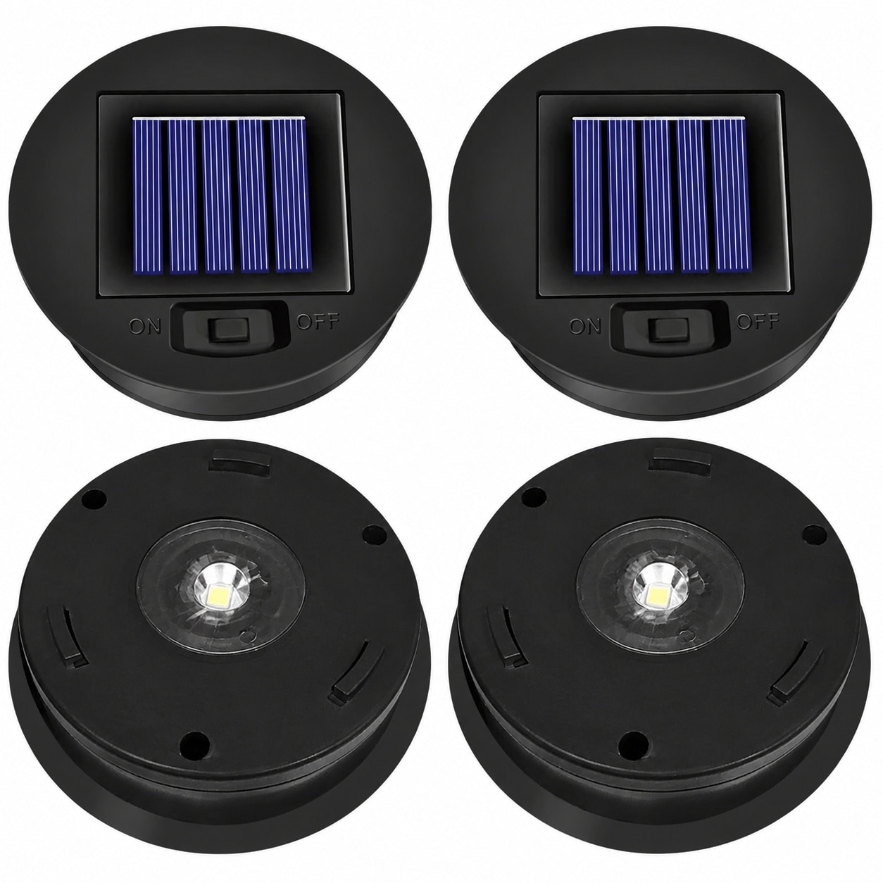 Aoibox  4 Pack Solar Lantern Replacement Tops 3 3 in Top Dia 2 91 in Bottom Dia Warm White IP65 Waterproof Lids