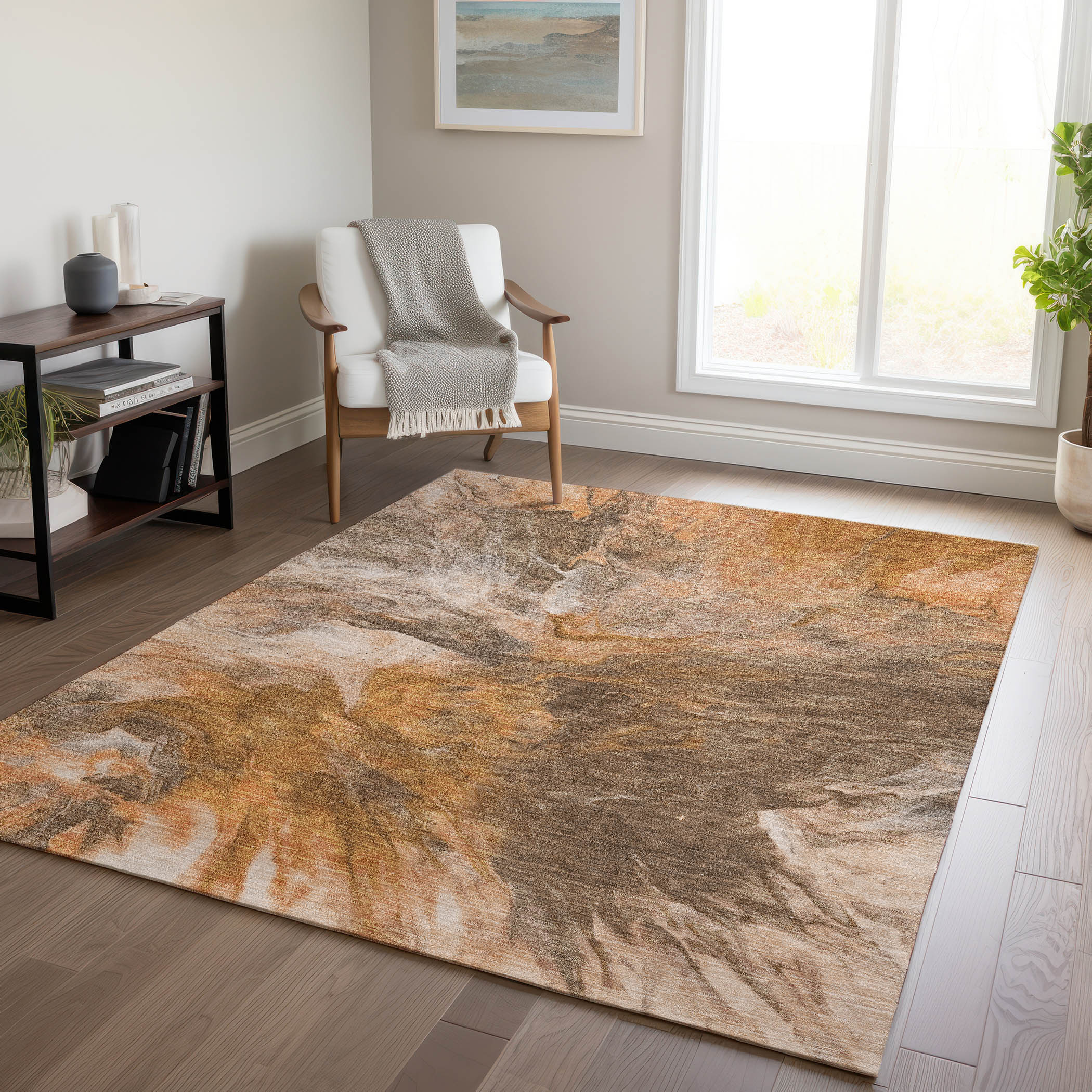 Addison Rugs ACN641PK5X8 Chantille ACN641PK 5 x 7 (ft) Polyester Paprika Rectangular Indoor/Outdoor Geometric Machine washable Area rug