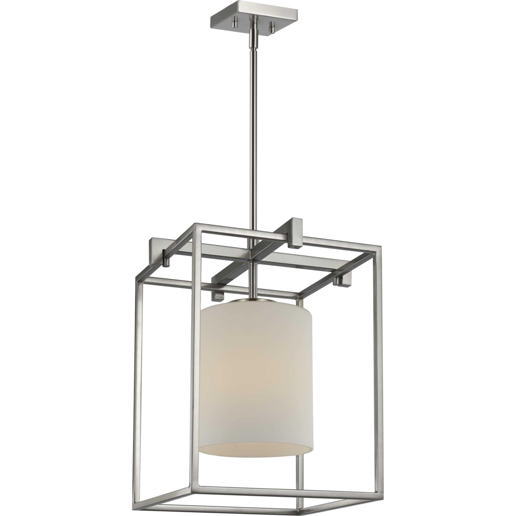 Chadwick Brushed Nickel Mini-Pendant with Opal Glass Shade