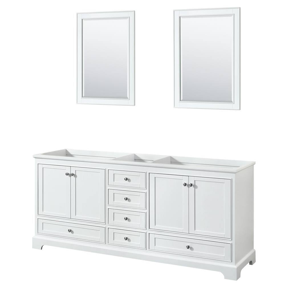 Wyndham Collection WCS202080DWHCXSXXM24 Deborah 80-in White with Polished Chrome Trim Bathroom Vanity Base Cabinet without Top (Mirror Included)