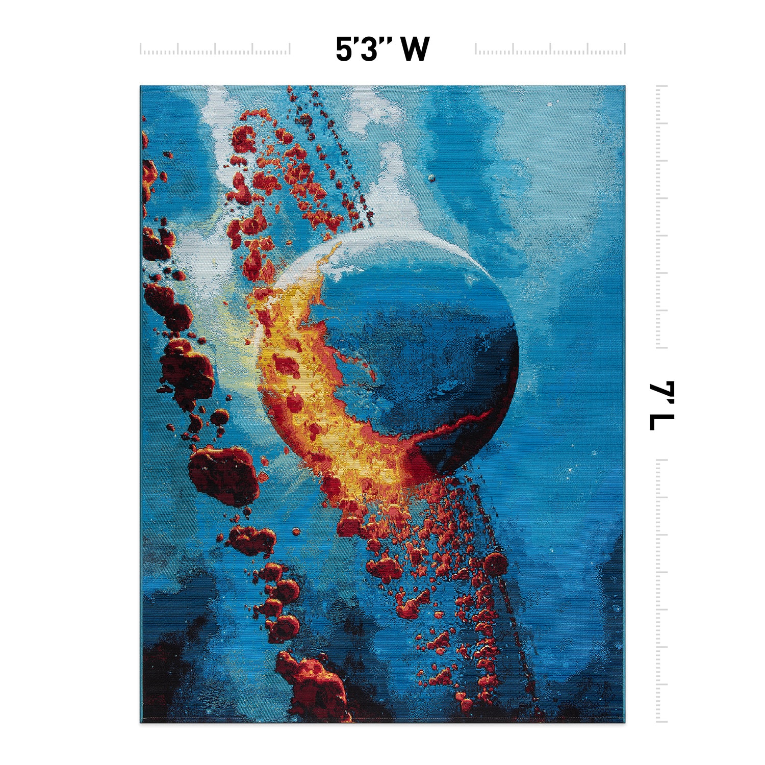 Galactic Wonder Blue and Red Synthetic Area Rug 5' x 7'