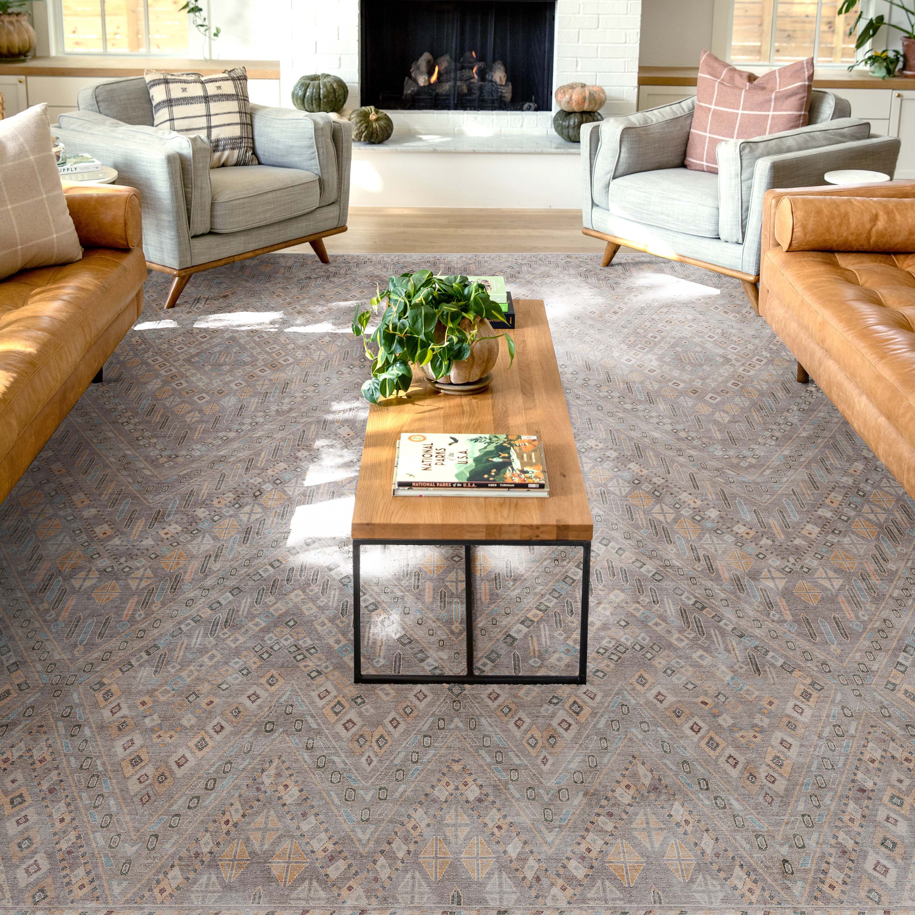 Well Woven W-AS-04A-8 9 x 13 (ft) Flatweave Polyester Grey Rectangular Indoor Tribal Vintage Machine washable Area rug